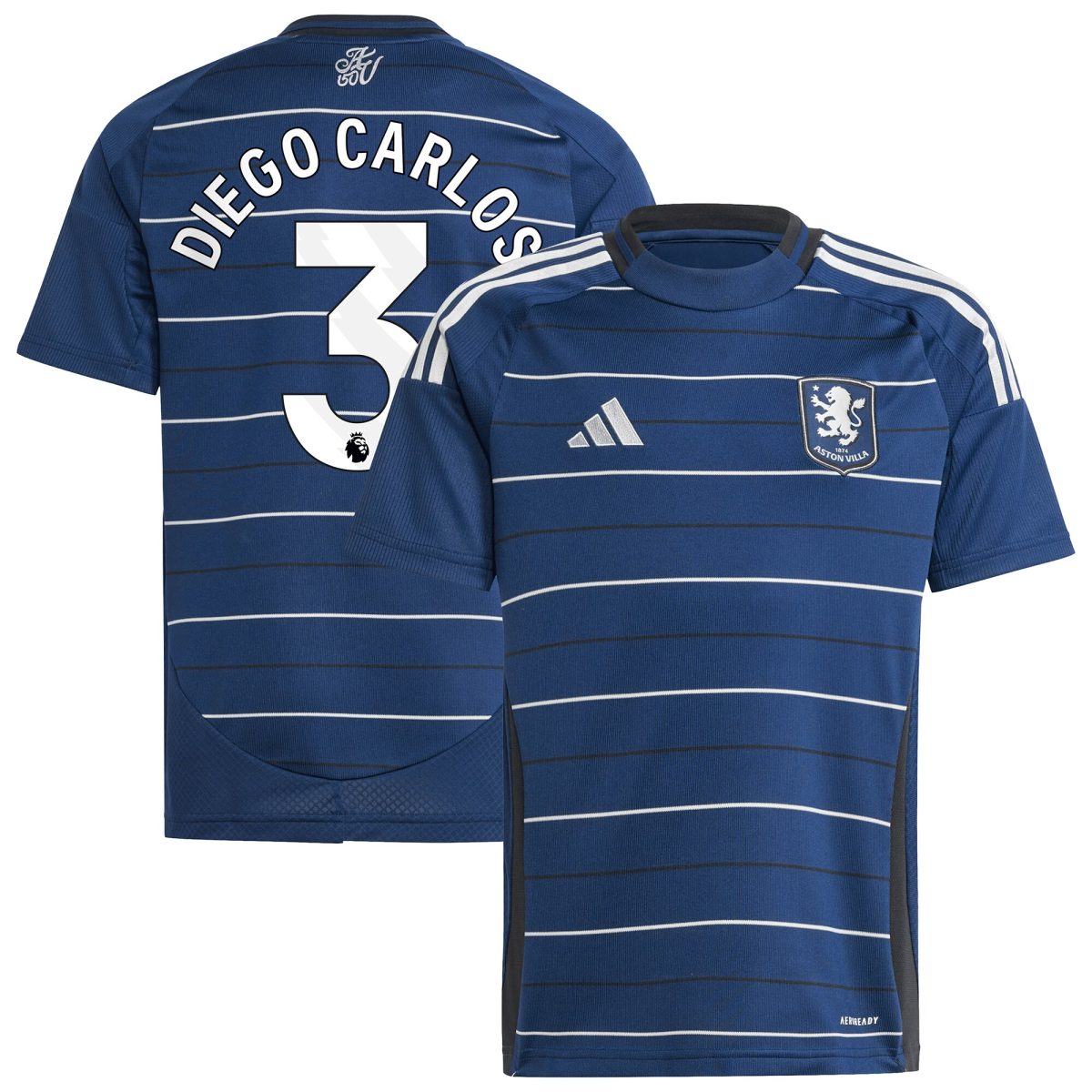 Aston Villa Shirts - aston villa adidas third shirt 2024-25 – kids with diego carlos 3 printing Collection of Official Fan Gear