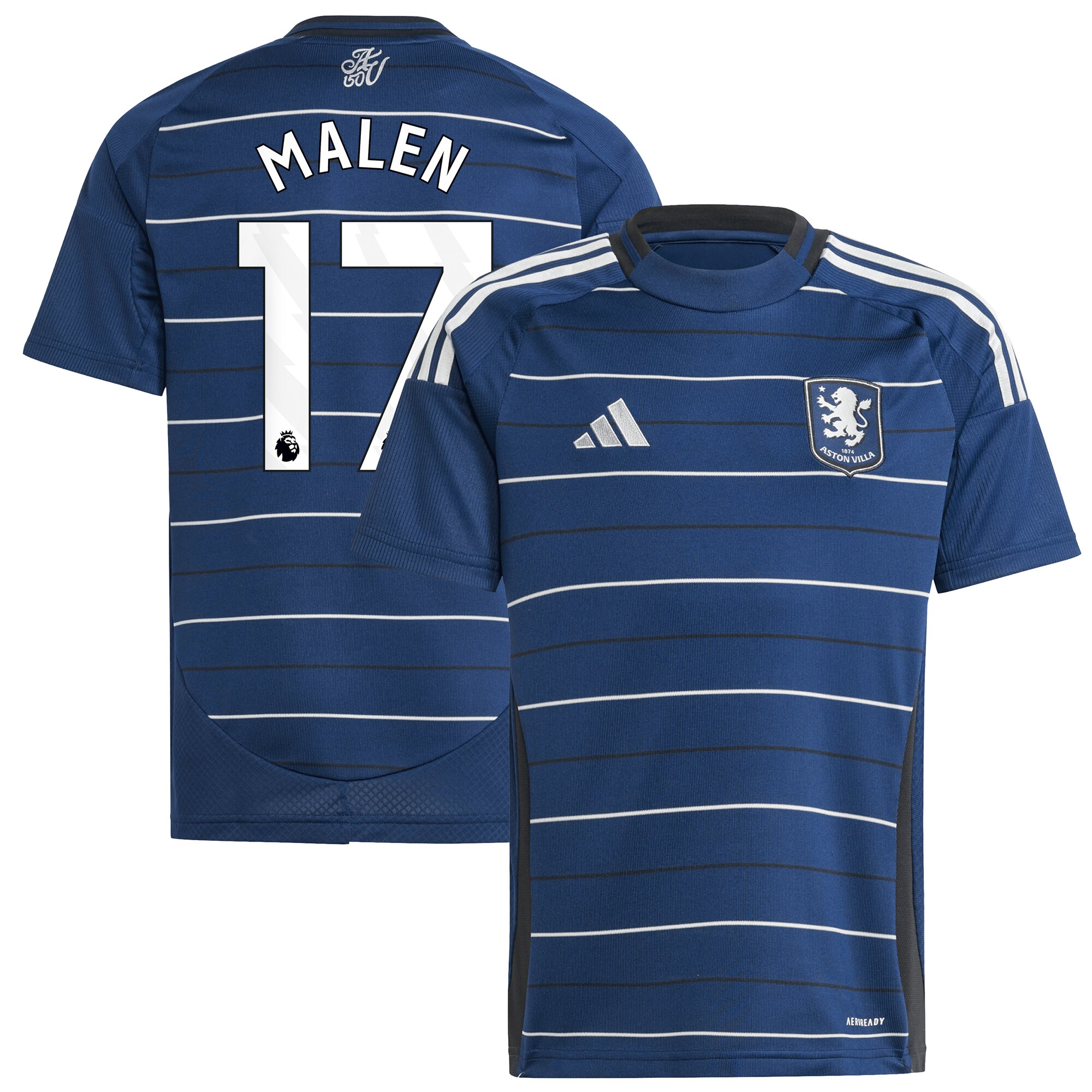 Aston Villa Shirts - aston villa adidas third shirt 2024-25 – kids with malen 17 printing Collection of Official Fan Gear