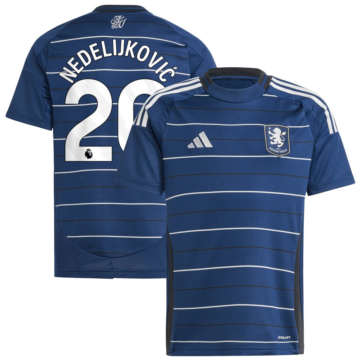 Aston Villa Shirts - aston villa adidas third shirt 2024-25 – kids with nedeljković 20 printing Collection of Official Fan Gear