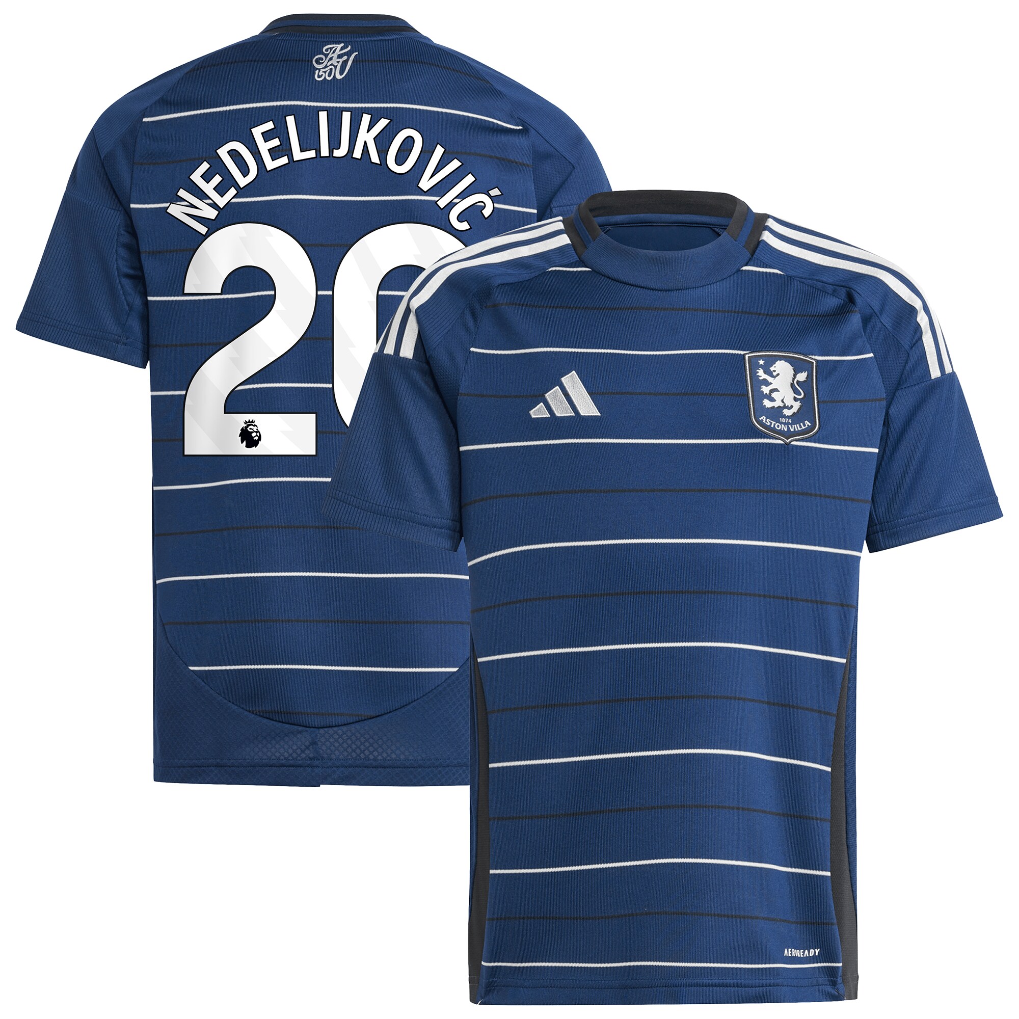 Aston Villa Shirts - aston villa adidas third shirt 2024-25 – kids with nedeljković 20 printing Collection of Official Fan Gear