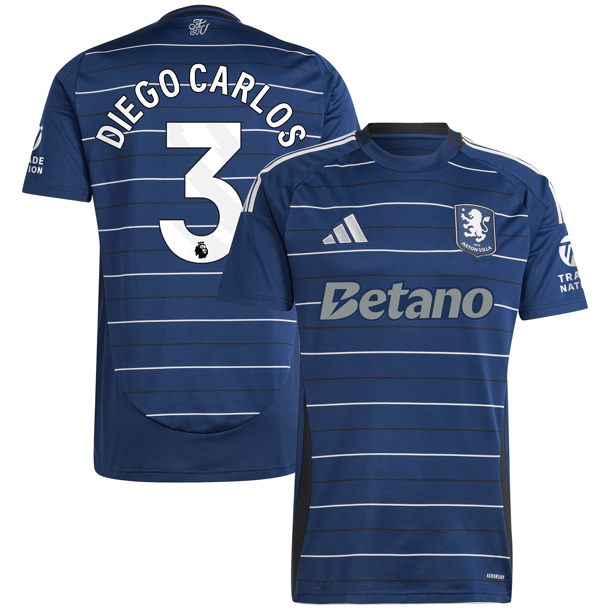 Aston Villa Shirts - aston villa adidas third shirt 2024-25 with diego carlos 3 printing Collection of Official Fan Gear