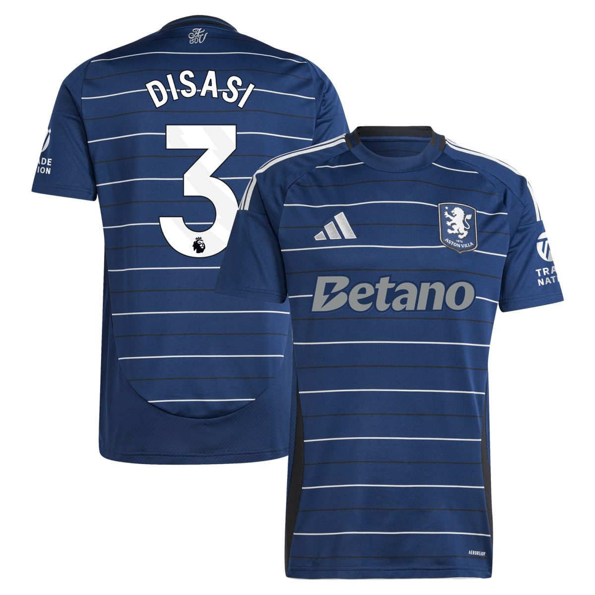 Aston Villa Shirts - aston villa adidas third shirt 2024-25 with disasi 3 printing Collection of Official Fan Gear