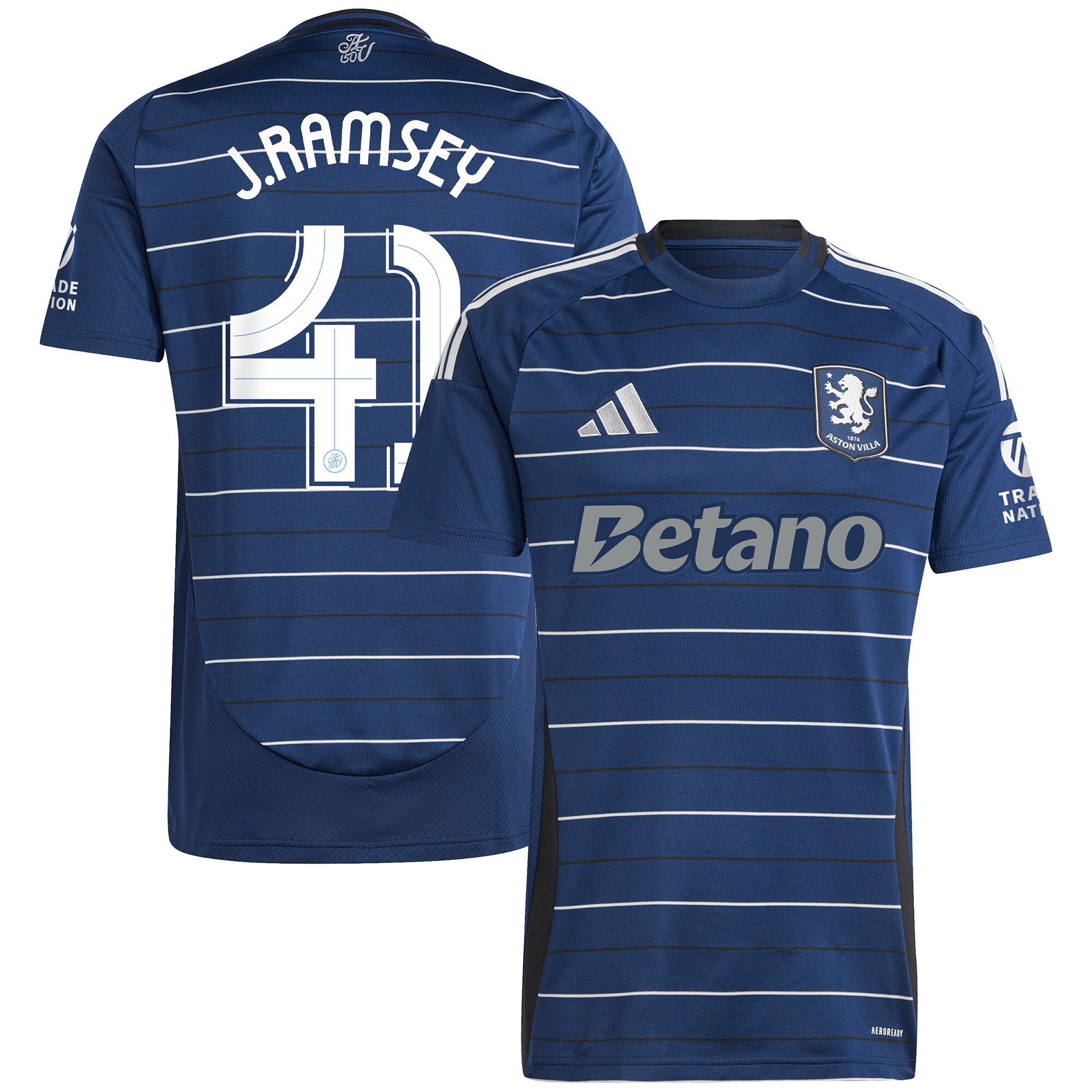 Aston Villa Shirts - aston villa adidas third shirt 2024-25 with j. ramsey 41 cup printing Collection of Official Fan Gear