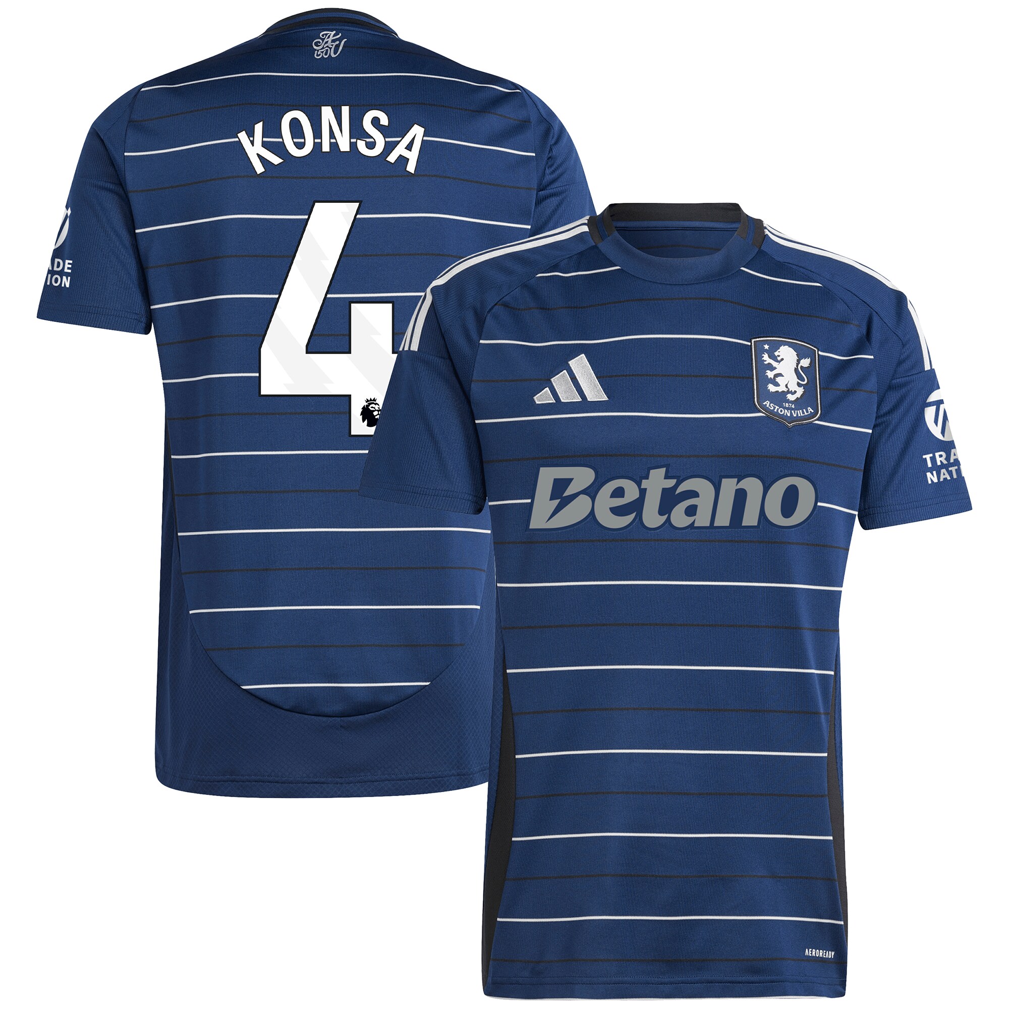 Aston Villa Shirts - aston villa adidas third shirt 2024-25 with konsa 4 printing Collection of Official Fan Gear