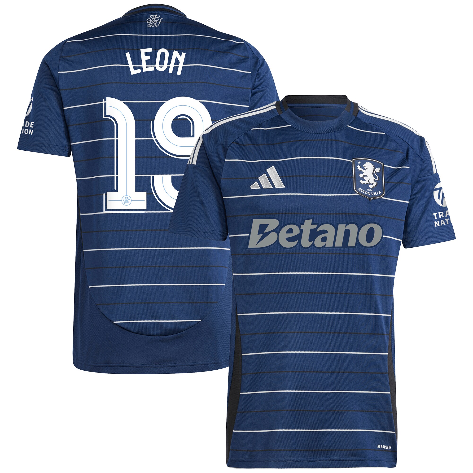 Aston Villa Shirts - aston villa adidas third shirt 2024-25 with leon 19 cup printing Collection of Official Fan Gear