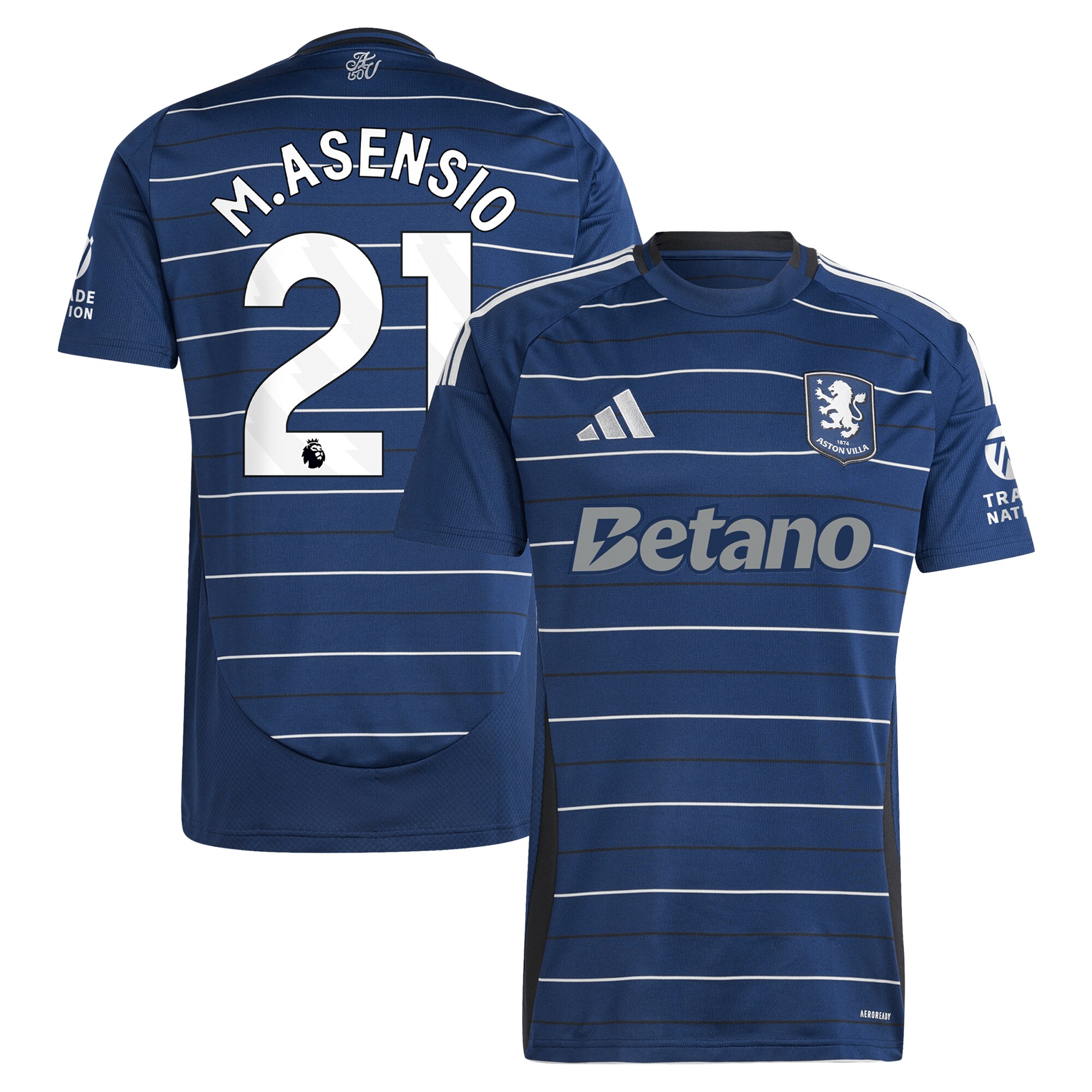 Aston Villa Shirts - aston villa adidas third shirt 2024-25 with m.asensio 21 printing Collection of Official Fan Gear