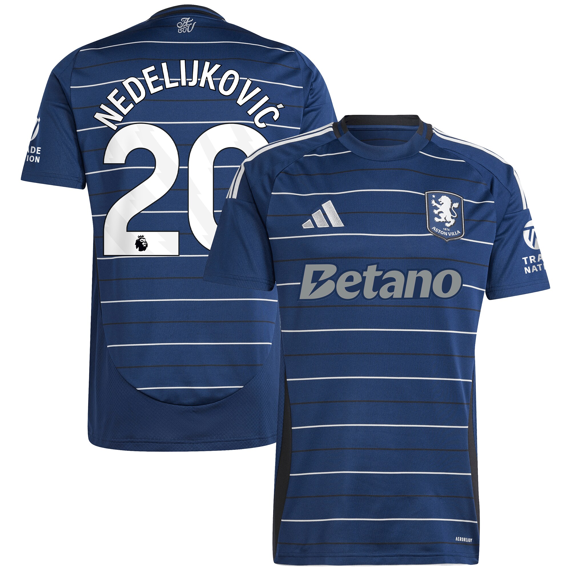 Aston Villa Shirts - aston villa adidas third shirt 2024-25 with nedeljković 20 printing Collection of Official Fan Gear