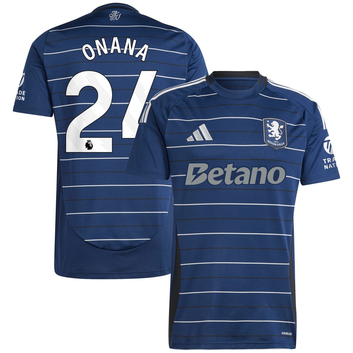 Aston Villa Shirts - aston villa adidas third shirt 2024-25 with onana 24 printing Collection of Official Fan Gear
