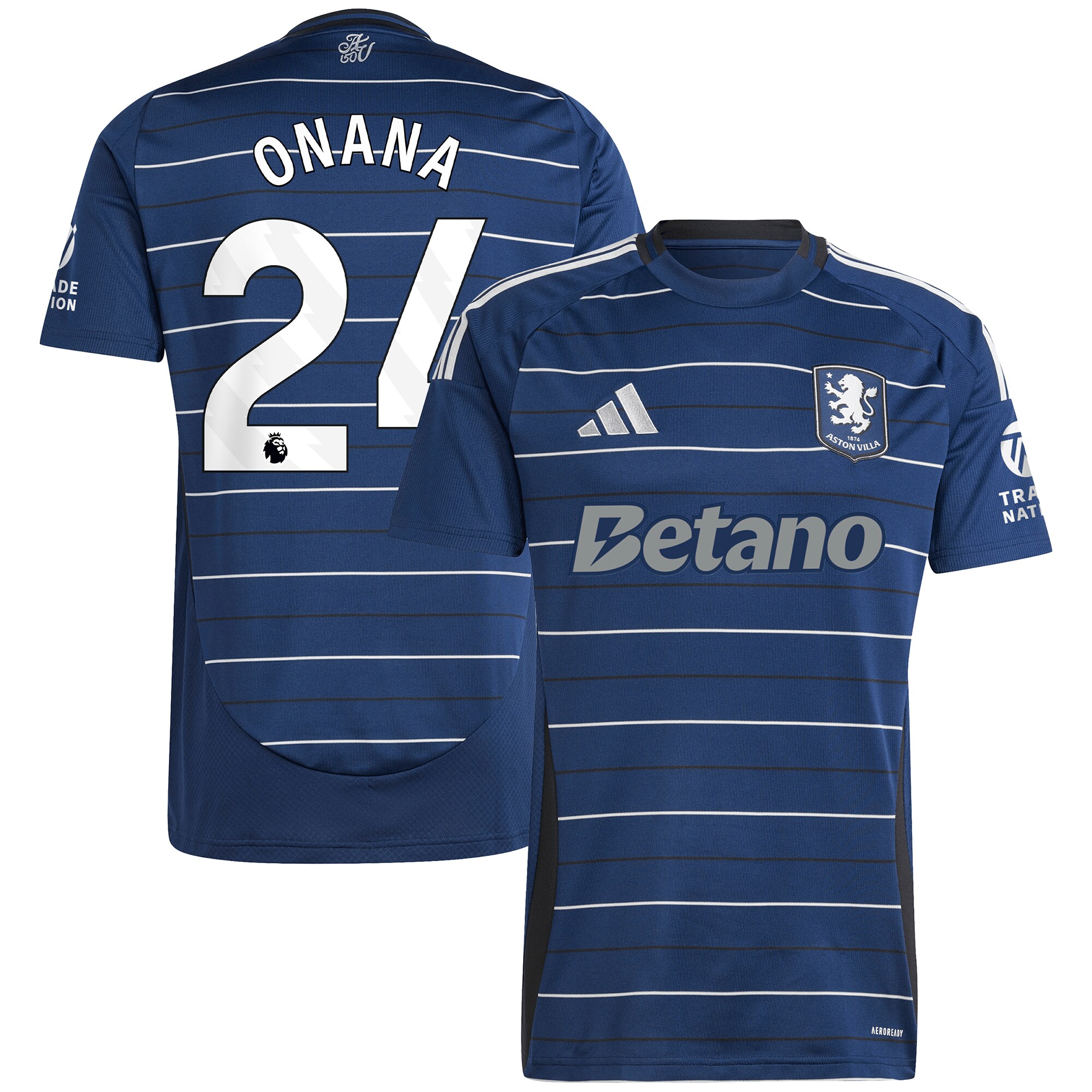 Aston Villa Shirts - aston villa adidas third shirt 2024-25 with onana 24 printing Collection of Official Fan Gear