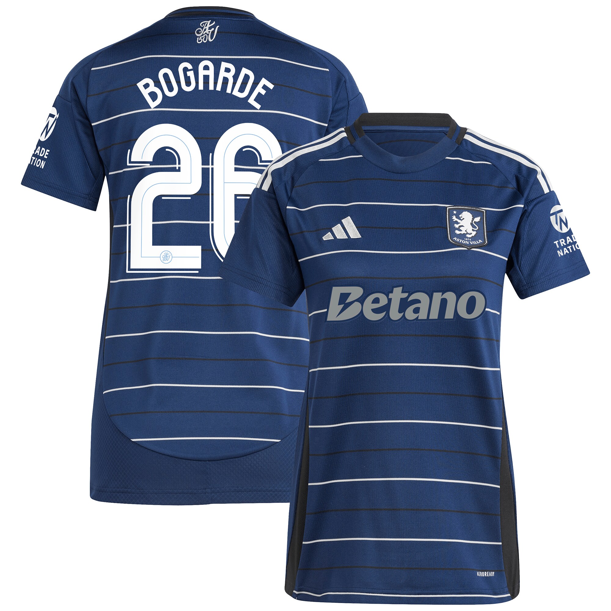 Aston Villa Shirts - aston villa adidas third shirt 2024-25 – womens with bogarde 26 cup printing Collection of Official Fan Gear