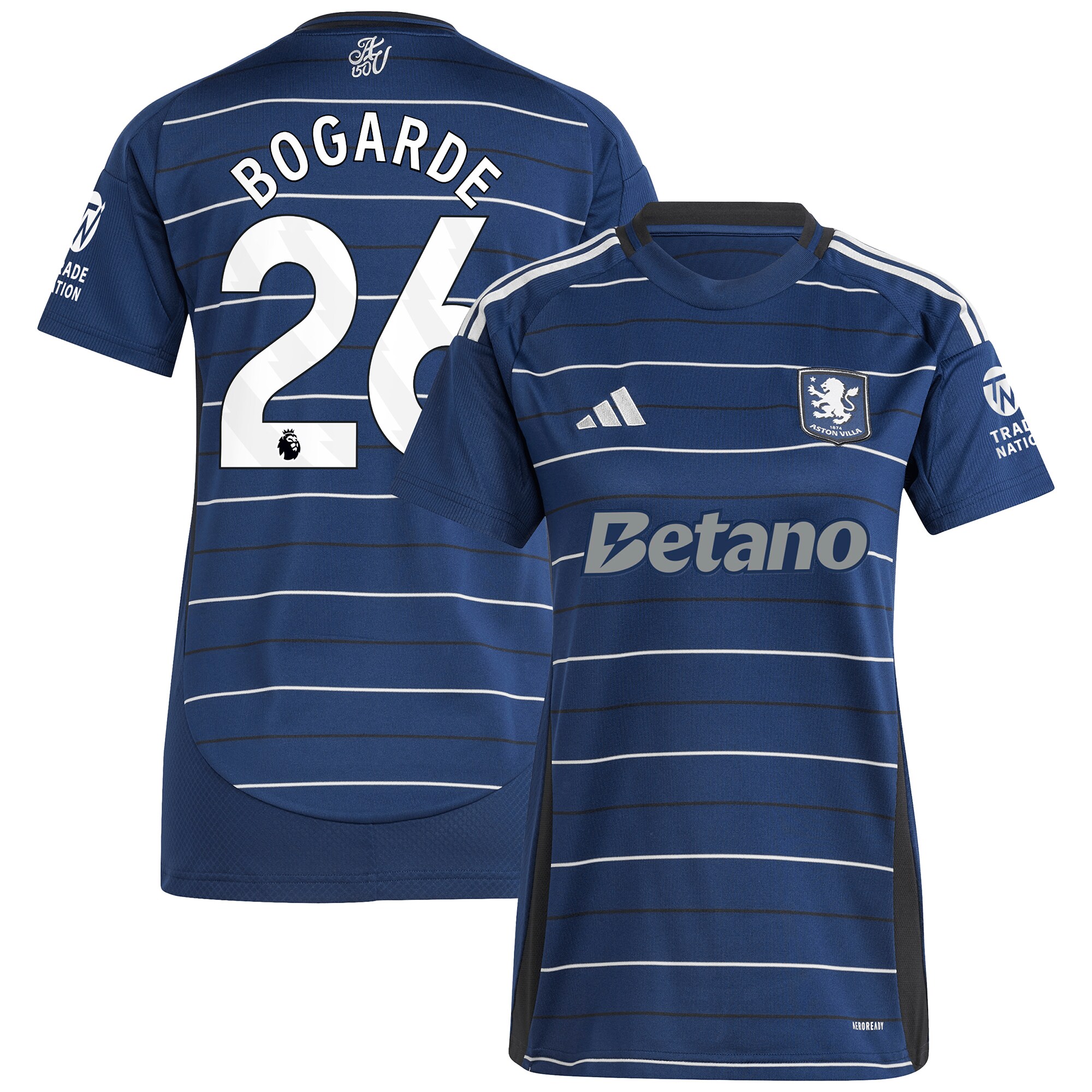 Aston Villa Shirts - aston villa adidas third shirt 2024-25 – womens with bogarde 26 printing Collection of Official Fan Gear