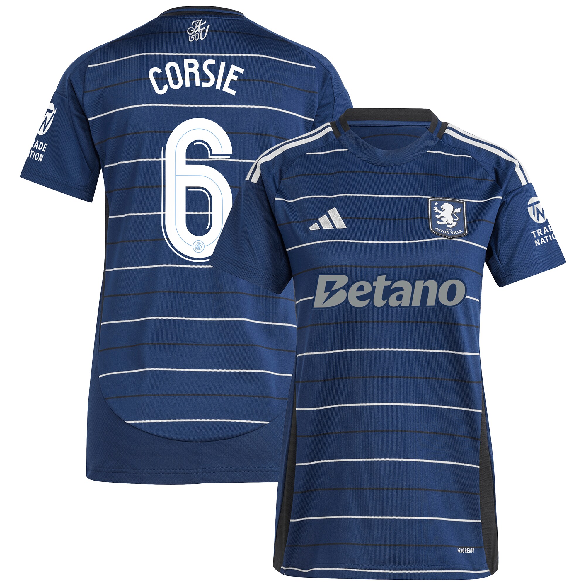 Aston Villa Shirts - aston villa adidas third shirt 2024-25 – womens with corsie 6 cup printing Collection of Official Fan Gear