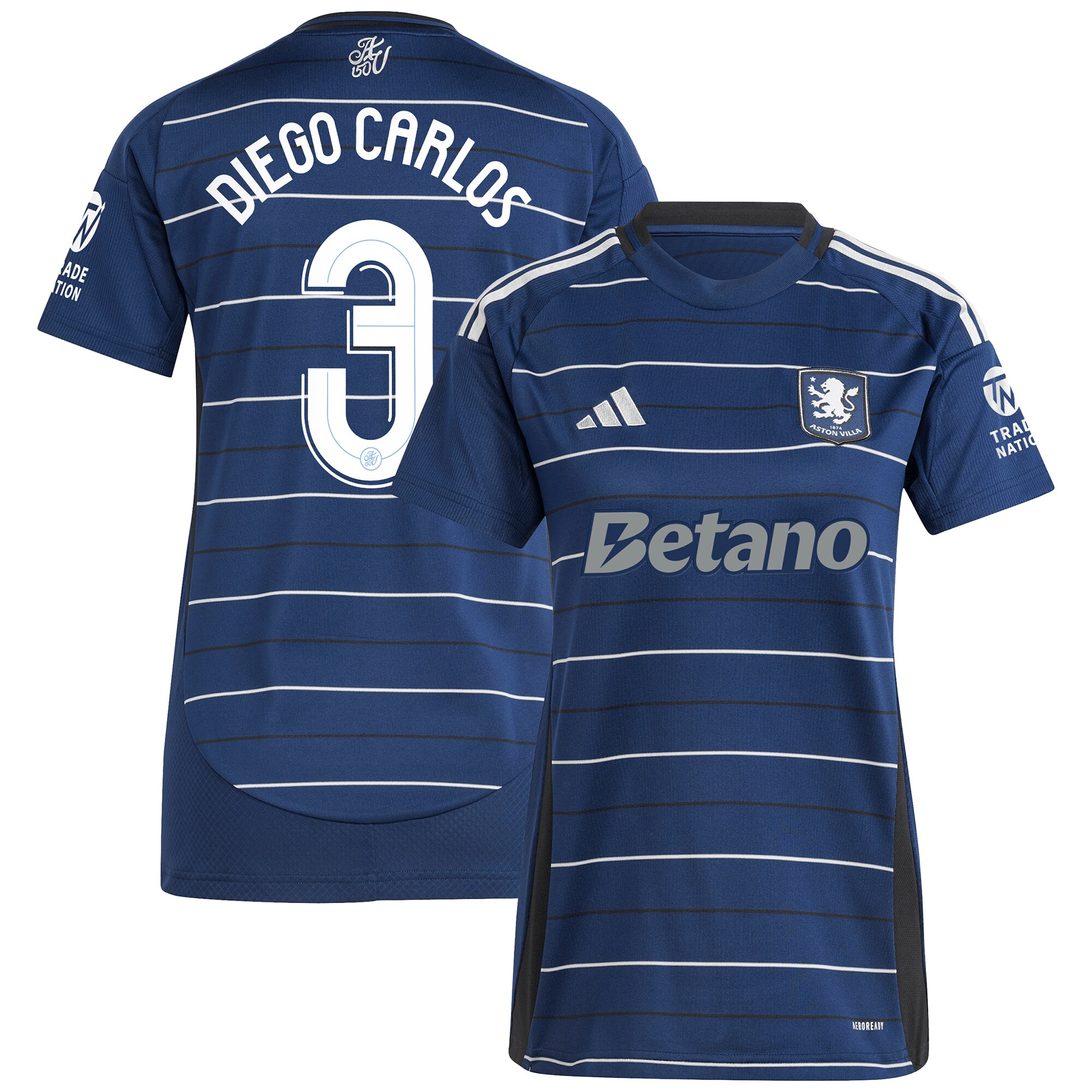 Aston Villa Shirts - aston villa adidas third shirt 2024-25 – womens with diego carlos 3 cup printing Collection of Official Fan Gear