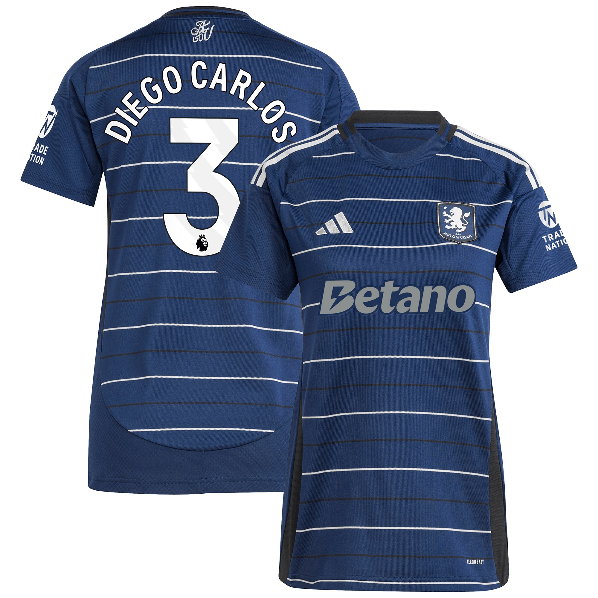 Aston Villa Shirts - aston villa adidas third shirt 2024-25 – womens with diego carlos 3 printing Collection of Official Fan Gear