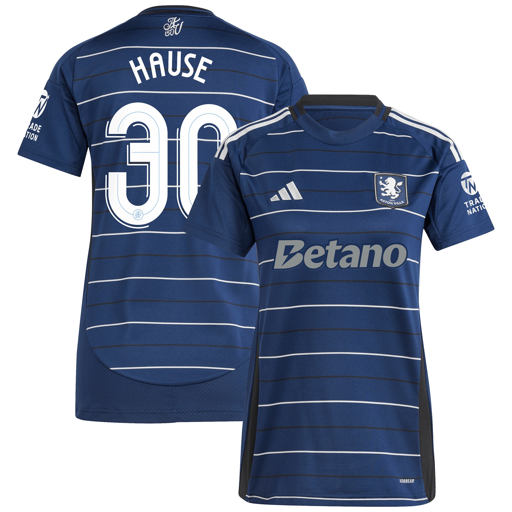 Aston Villa Shirts - aston villa adidas third shirt 2024-25 – womens with hause 30 cup printing Collection of Official Fan Gear