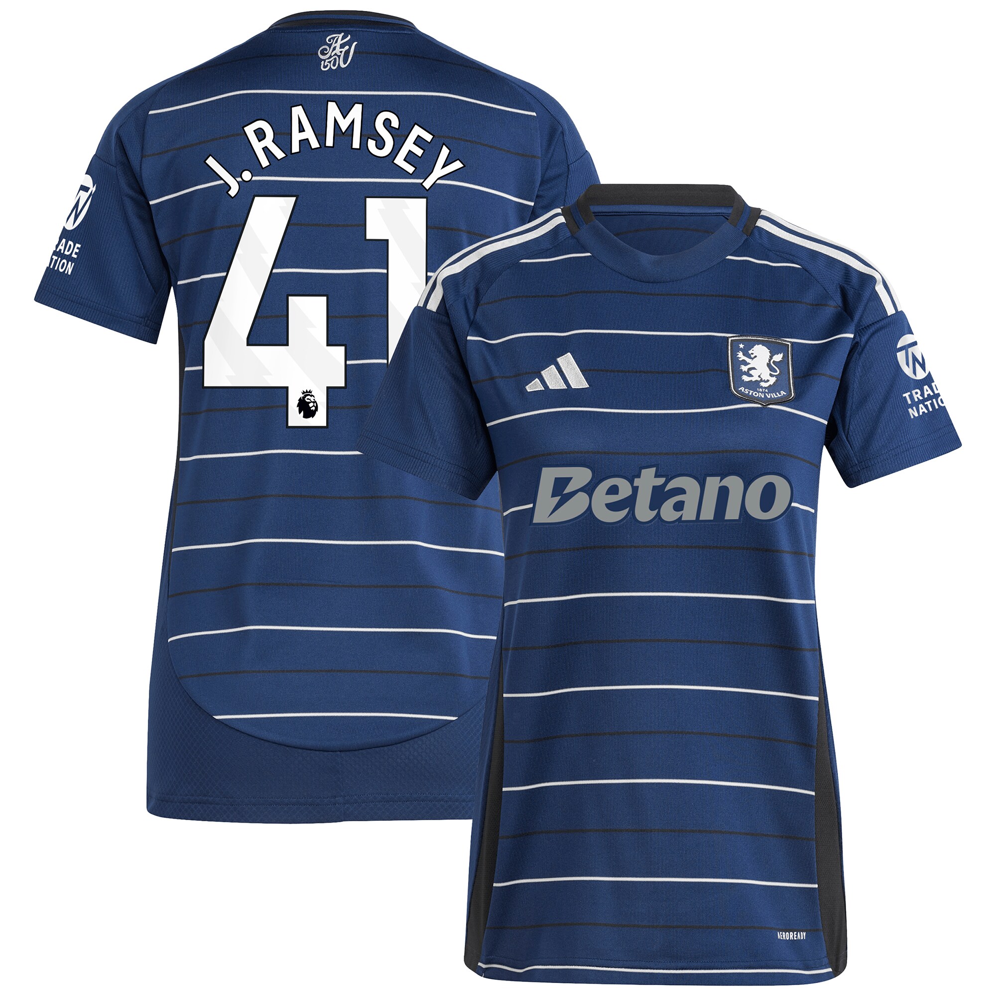 Aston Villa Shirts - aston villa adidas third shirt 2024-25 – womens with j. ramsey 41 printing Collection of Official Fan Gear