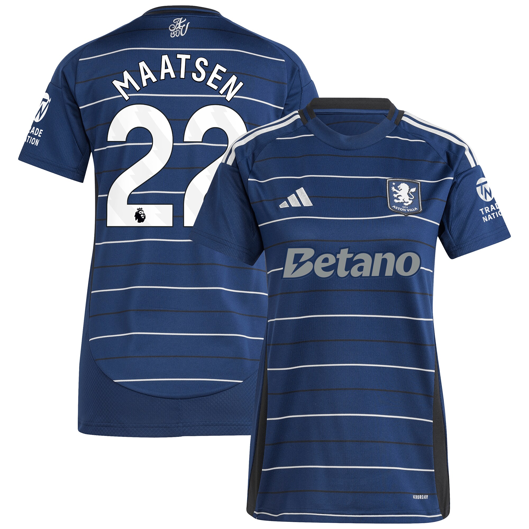Aston Villa Shirts - aston villa adidas third shirt 2024-25 – womens with maatsen 22 printing Collection of Official Fan Gear