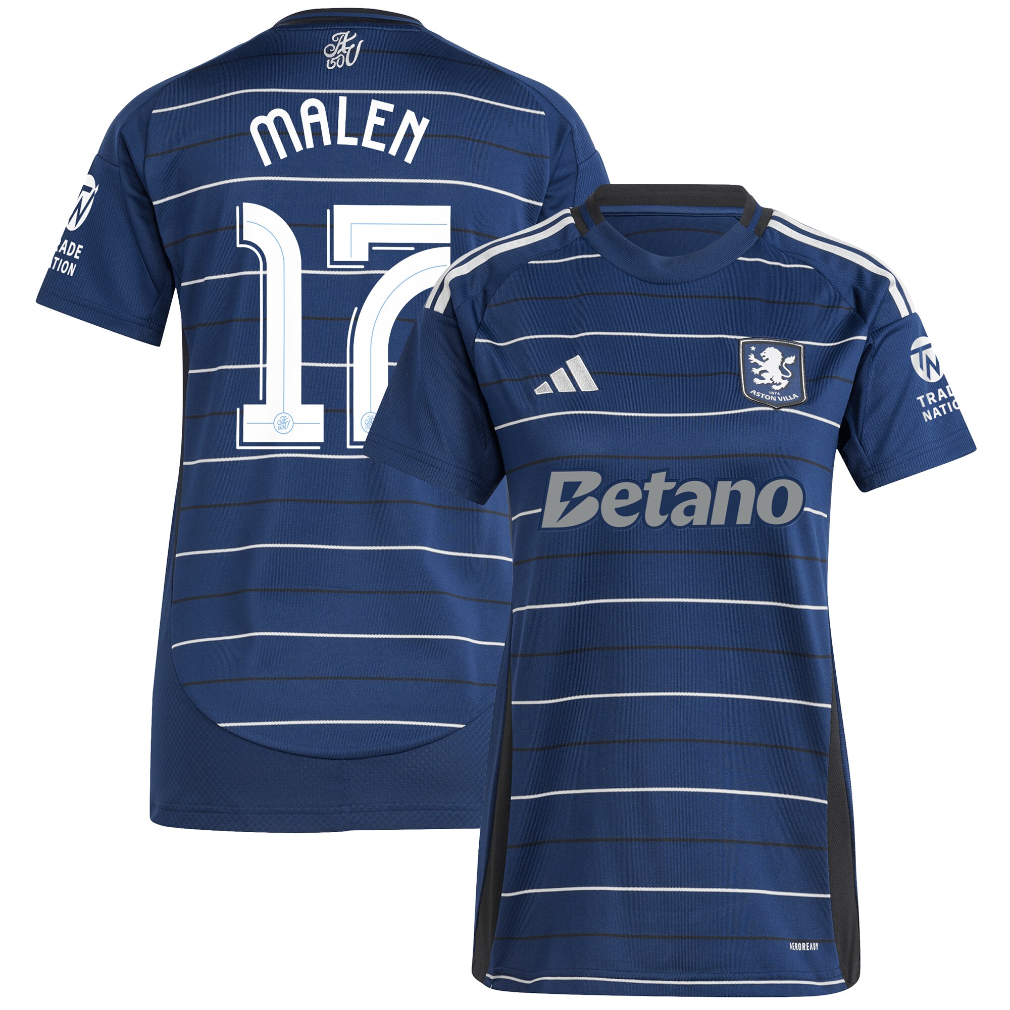 Aston Villa Shirts - aston villa adidas third shirt 2024-25 – womens with malen 17 cup printing Collection of Official Fan Gear
