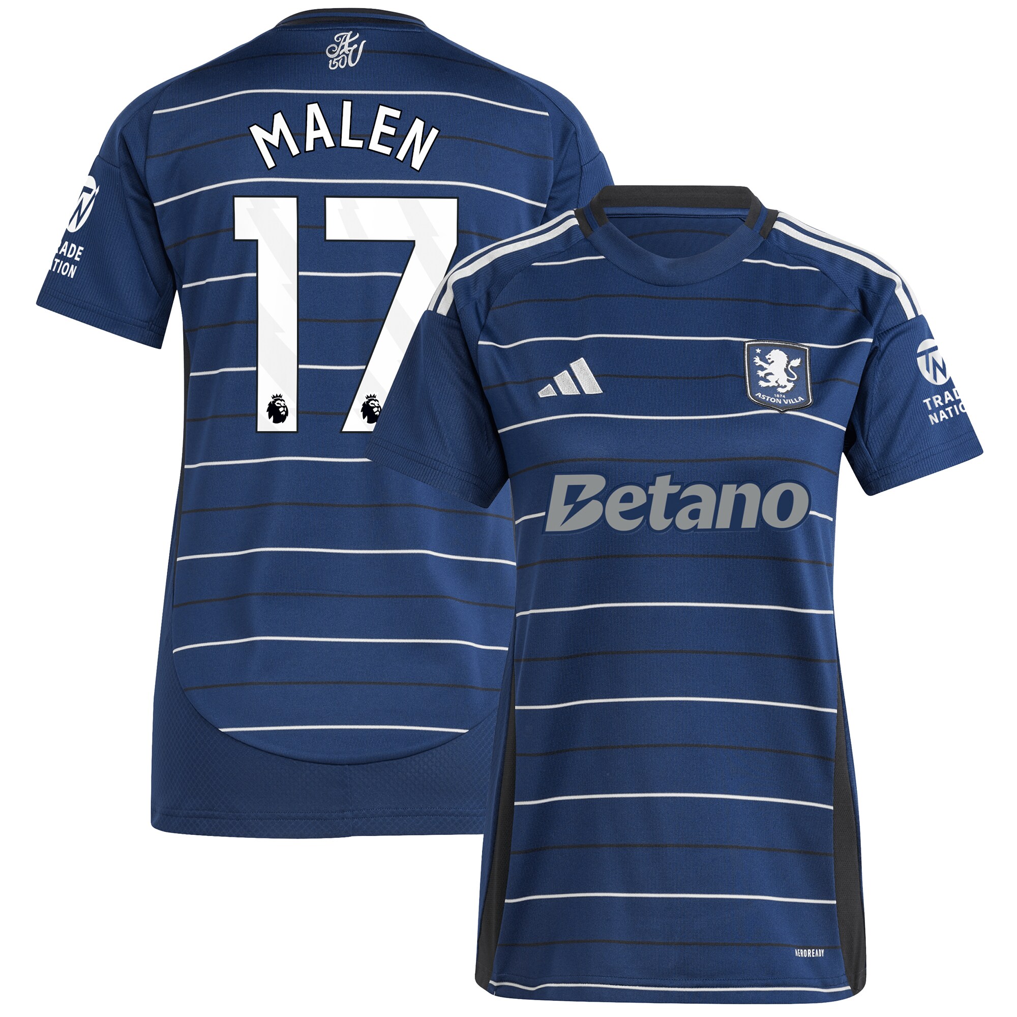 Aston Villa Shirts - aston villa adidas third shirt 2024-25 – womens with malen 17 printing Collection of Official Fan Gear