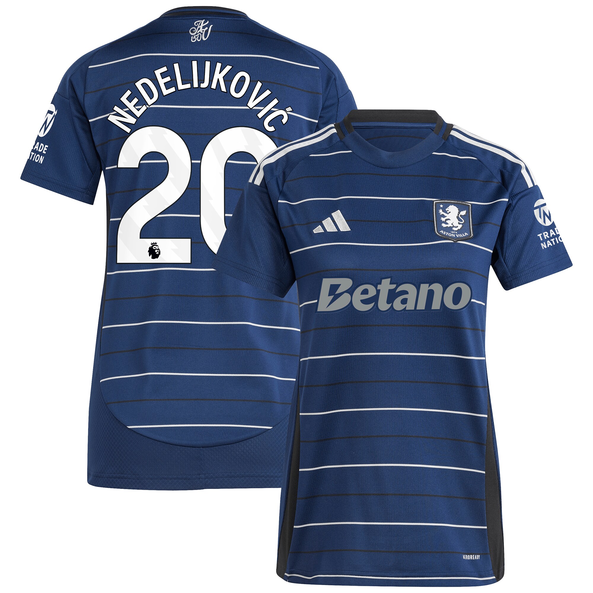 Aston Villa Shirts - aston villa adidas third shirt 2024-25 – womens with nedeljković 20 printing Collection of Official Fan Gear