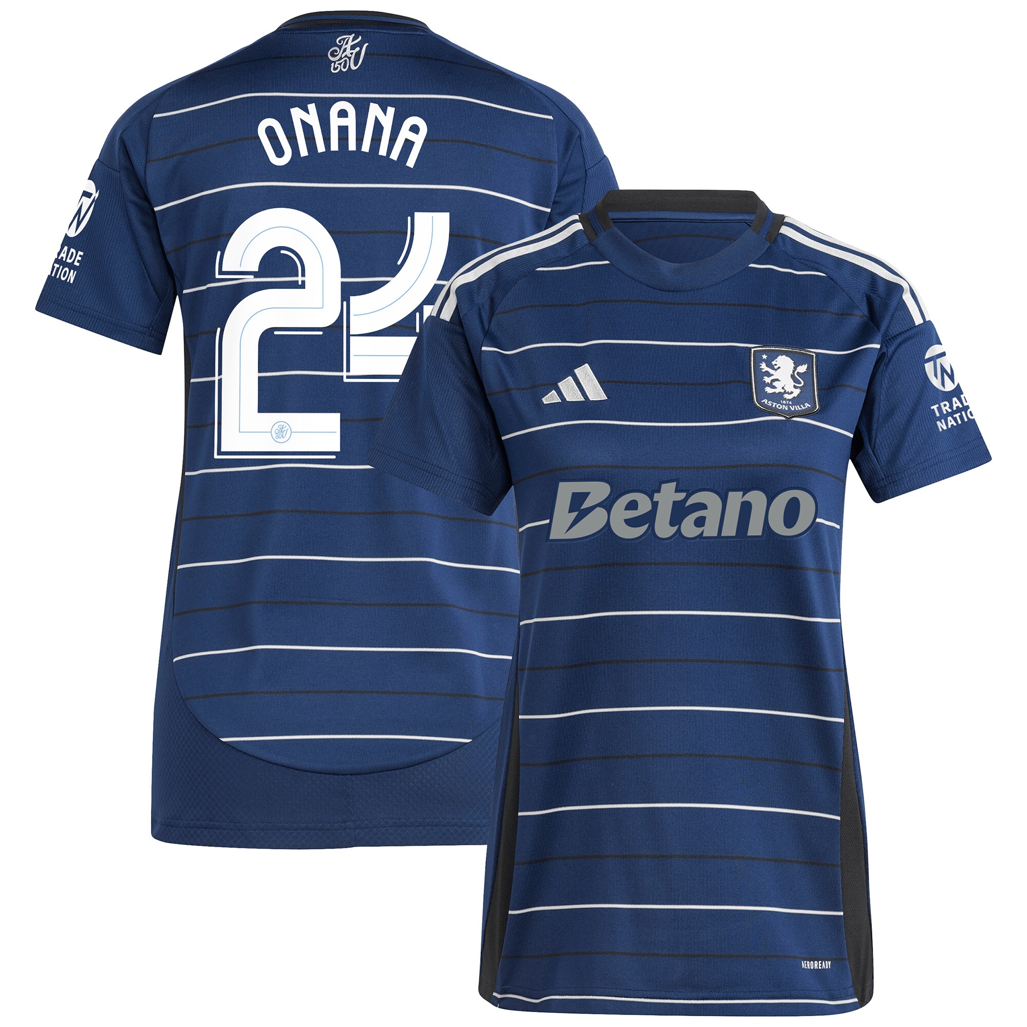 Aston Villa Shirts - aston villa adidas third shirt 2024-25 – womens with onana 24 cup printing Collection of Official Fan Gear