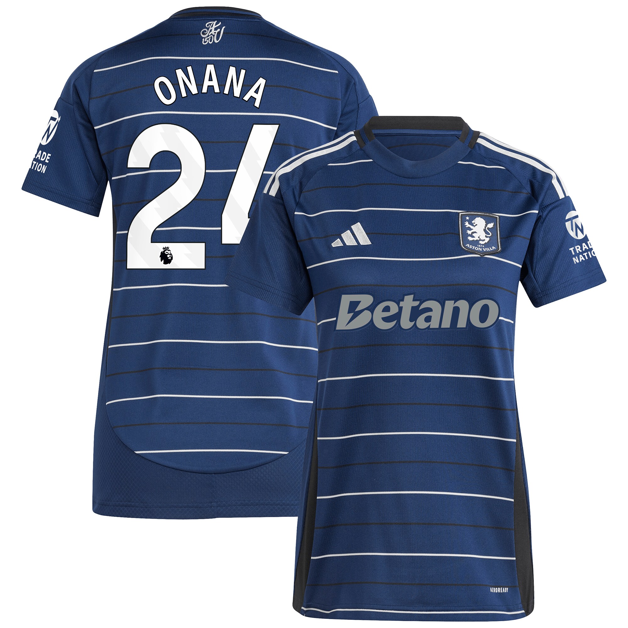 Aston Villa Shirts - aston villa adidas third shirt 2024-25 – womens with onana 24 printing Collection of Official Fan Gear