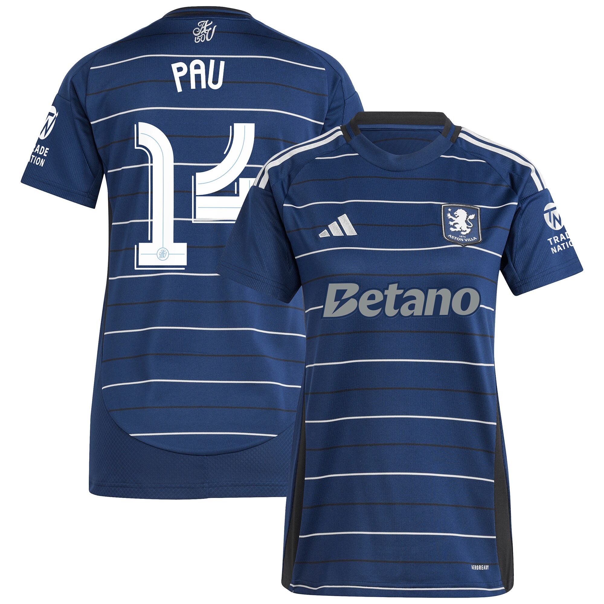 Aston Villa Shirts - aston villa adidas third shirt 2024-25 – womens with pau 14 cup printing Collection of Official Fan Gear