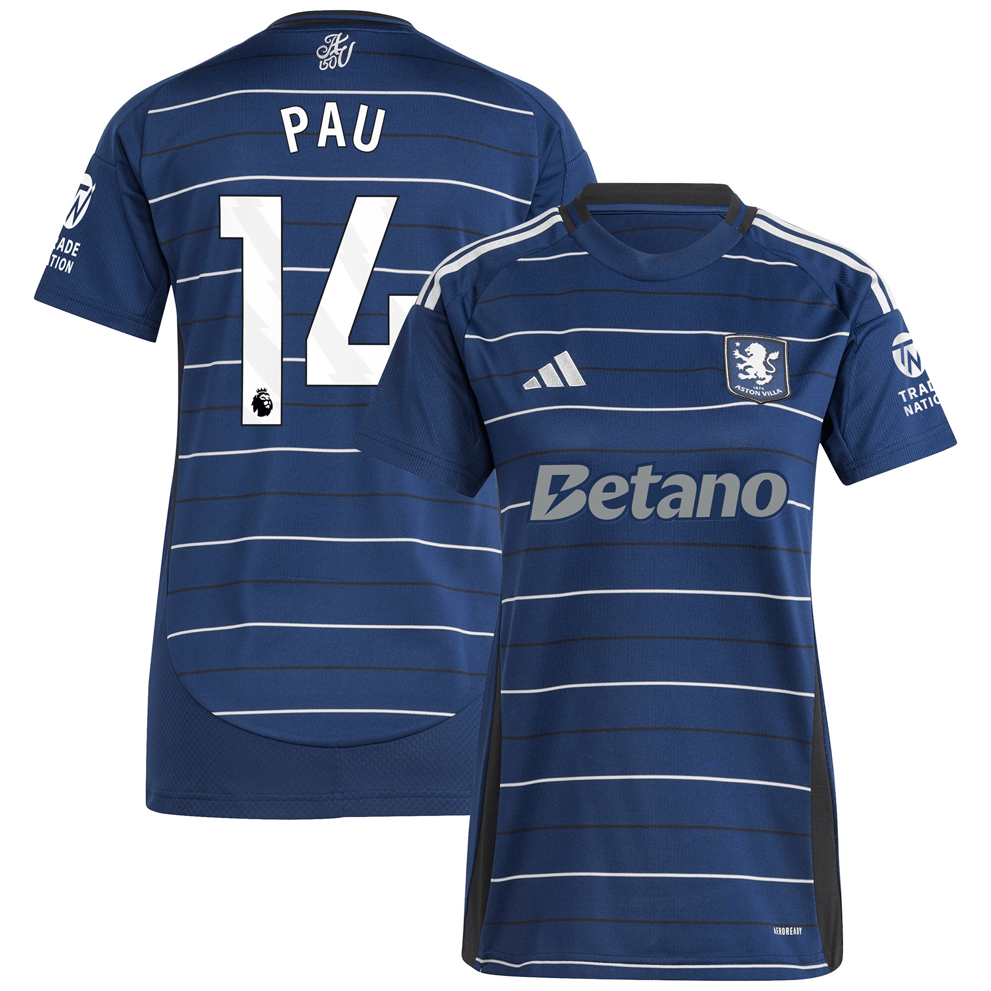 Aston Villa Shirts - aston villa adidas third shirt 2024-25 – womens with pau 14 printing Collection of Official Fan Gear