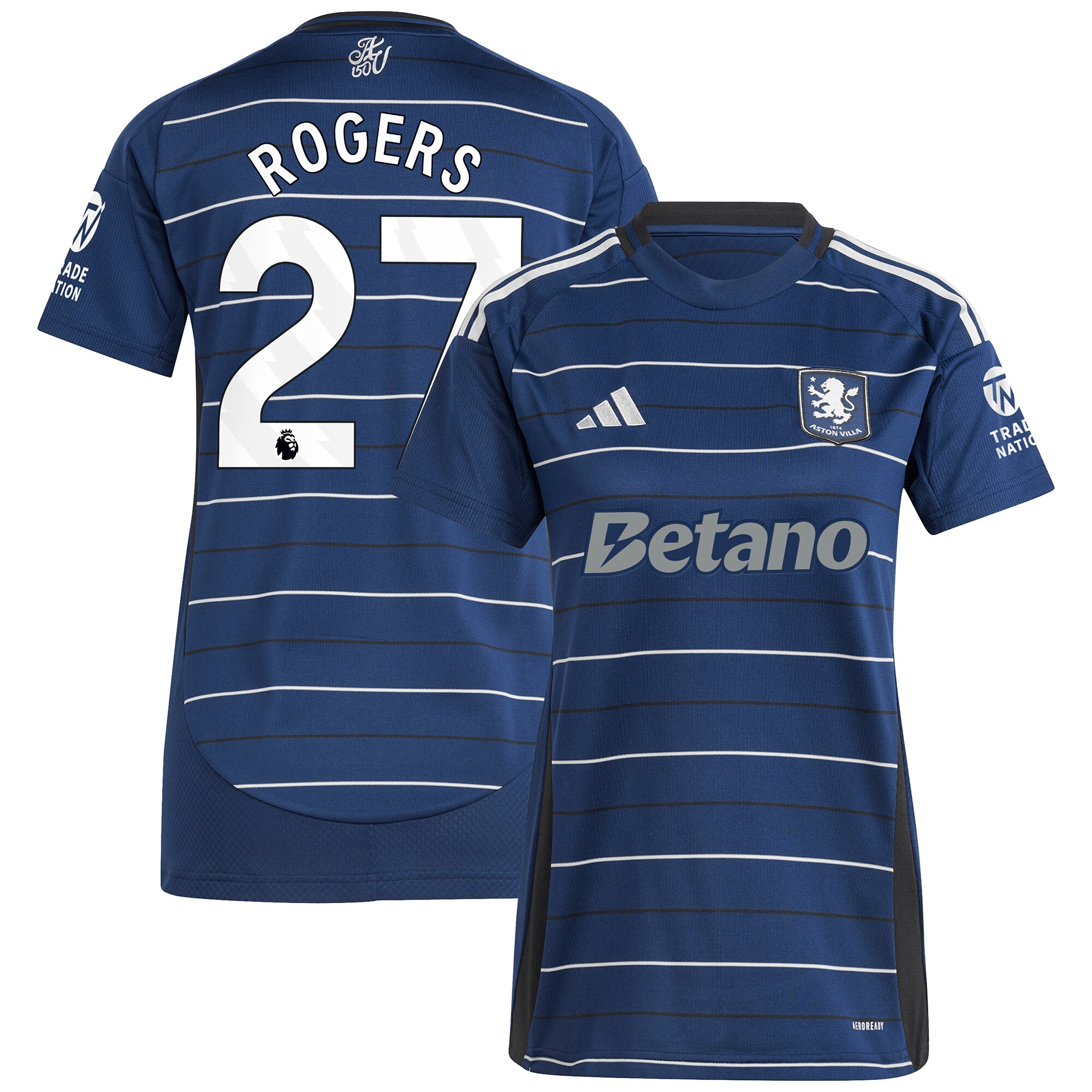Aston Villa Shirts - aston villa adidas third shirt 2024-25 – womens with rogers 27 printing Collection of Official Fan Gear