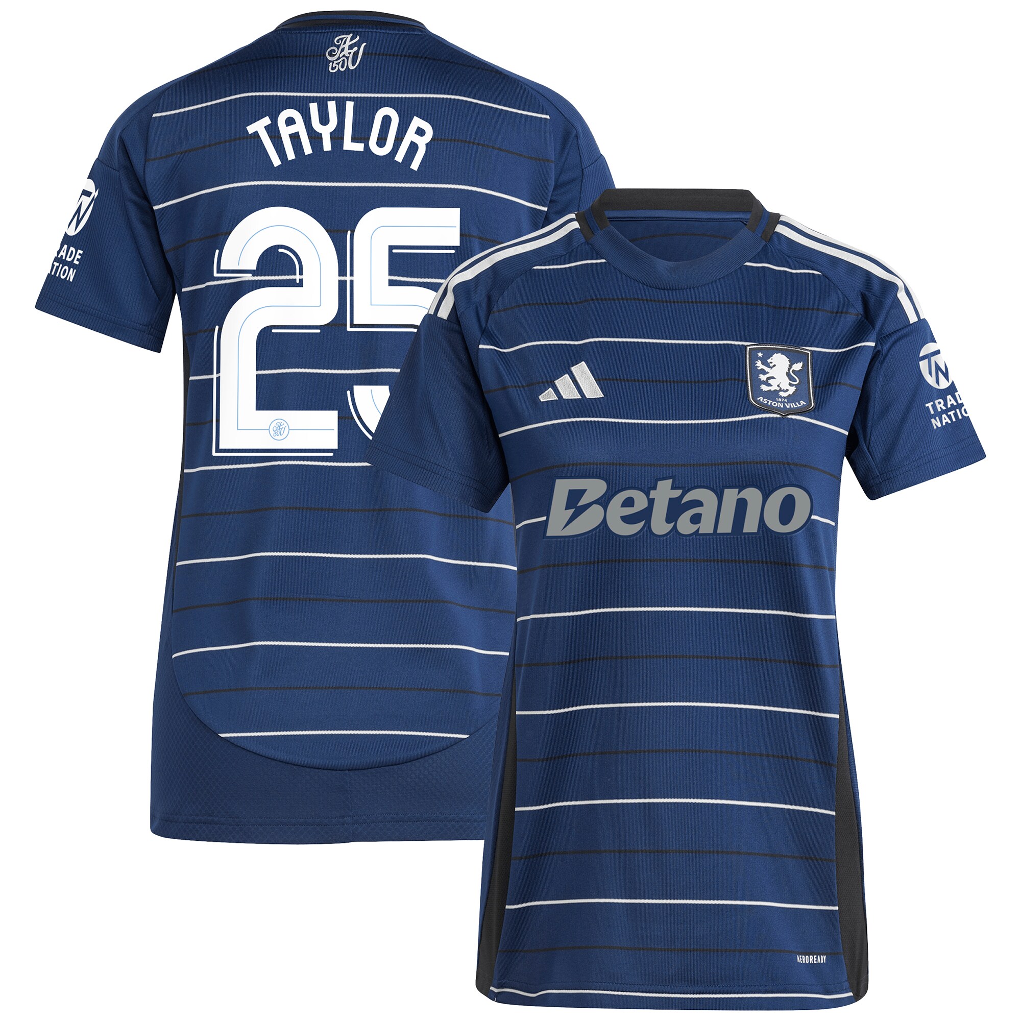 Aston Villa Shirts - aston villa adidas third shirt 2024-25 – womens with taylor 25 cup printing Collection of Official Fan Gear
