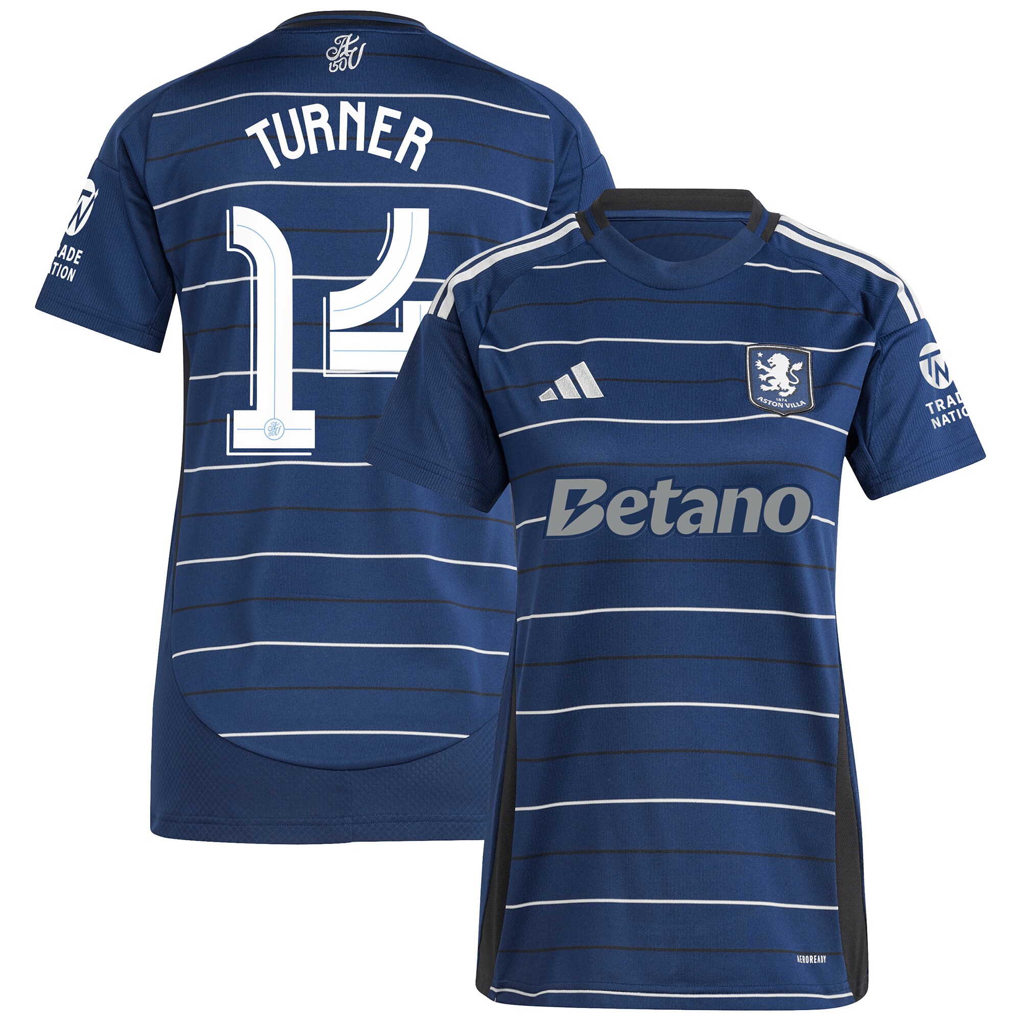 Aston Villa Shirts - aston villa adidas third shirt 2024-25 – womens with turner 14 cup printing Collection of Official Fan Gear