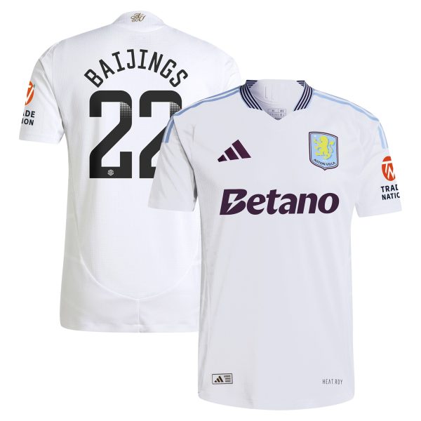 Aston Villa Shirts - aston villa adidas wsl away authentic shirt 2024-25 with baijings 22 printing Collection of Official Fan Gear