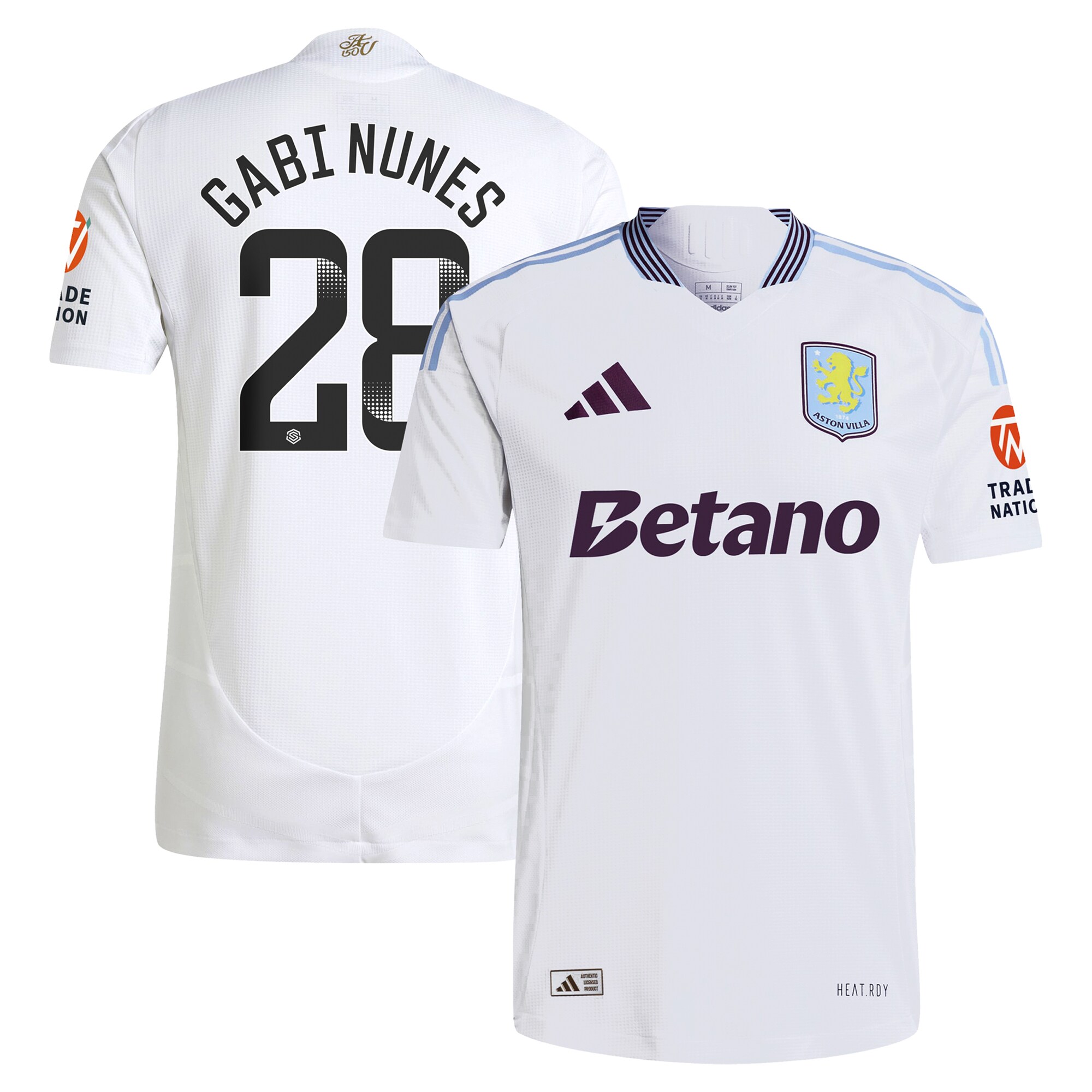 Aston Villa Shirts - aston villa adidas wsl away authentic shirt 2024-25 with gabi nunes 28 printing Collection of Official Fan Gear