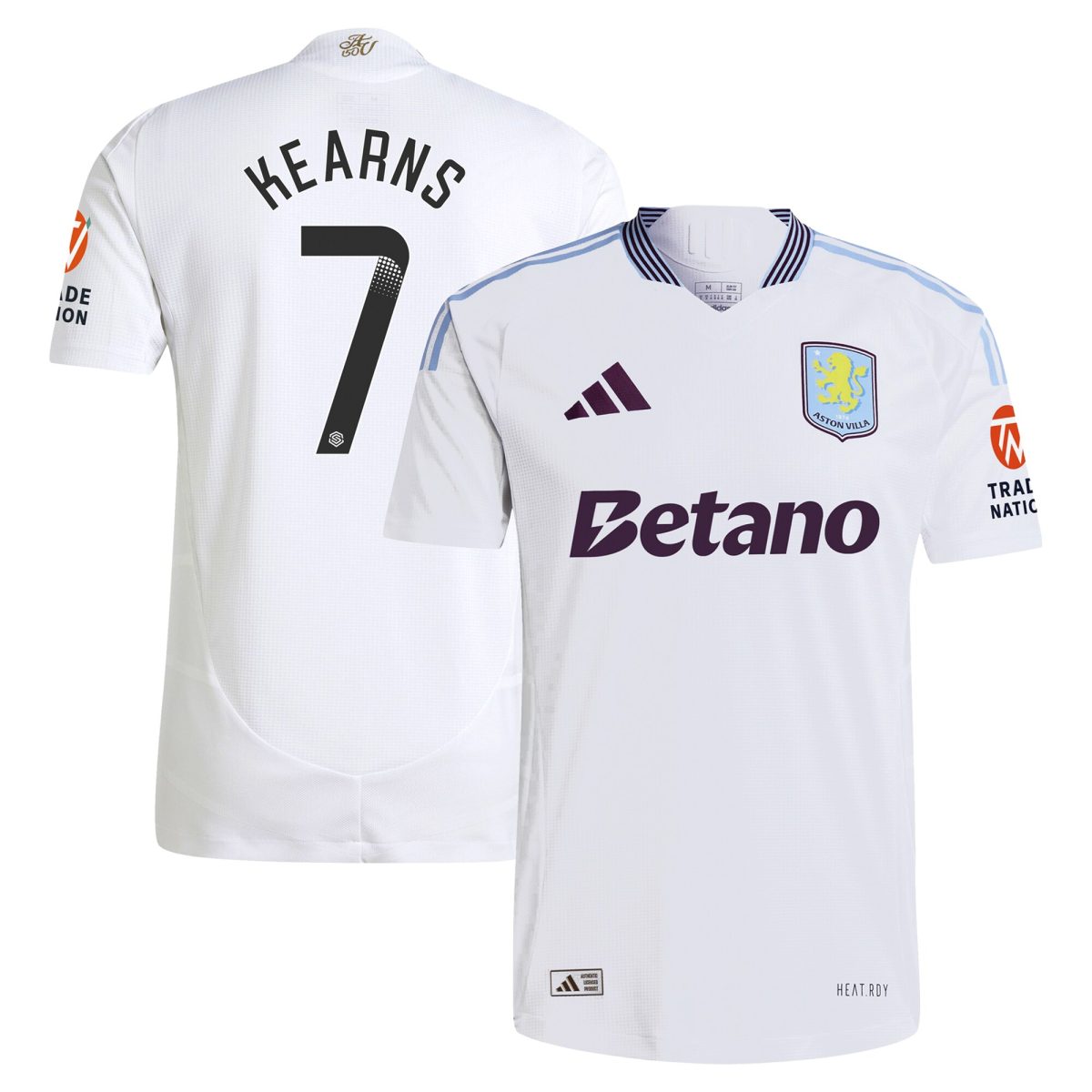 Aston Villa Shirts - aston villa adidas wsl away authentic shirt 2024-25 with kearns 7 printing Collection of Official Fan Gear