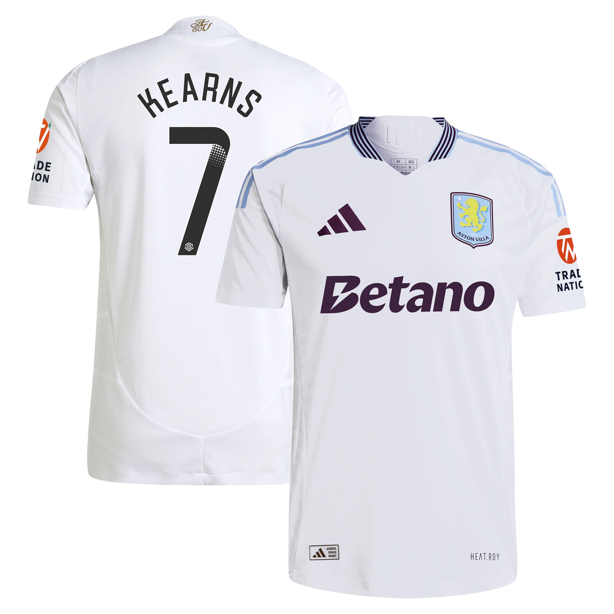 Aston Villa Shirts - aston villa adidas wsl away authentic shirt 2024-25 with kearns 7 printing Collection of Official Fan Gear