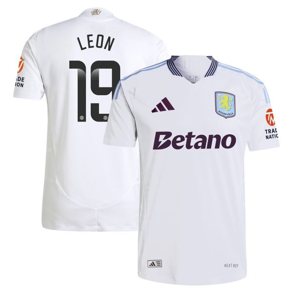 Aston Villa Shirts - aston villa adidas wsl away authentic shirt 2024-25 with leon 19 printing Collection of Official Fan Gear