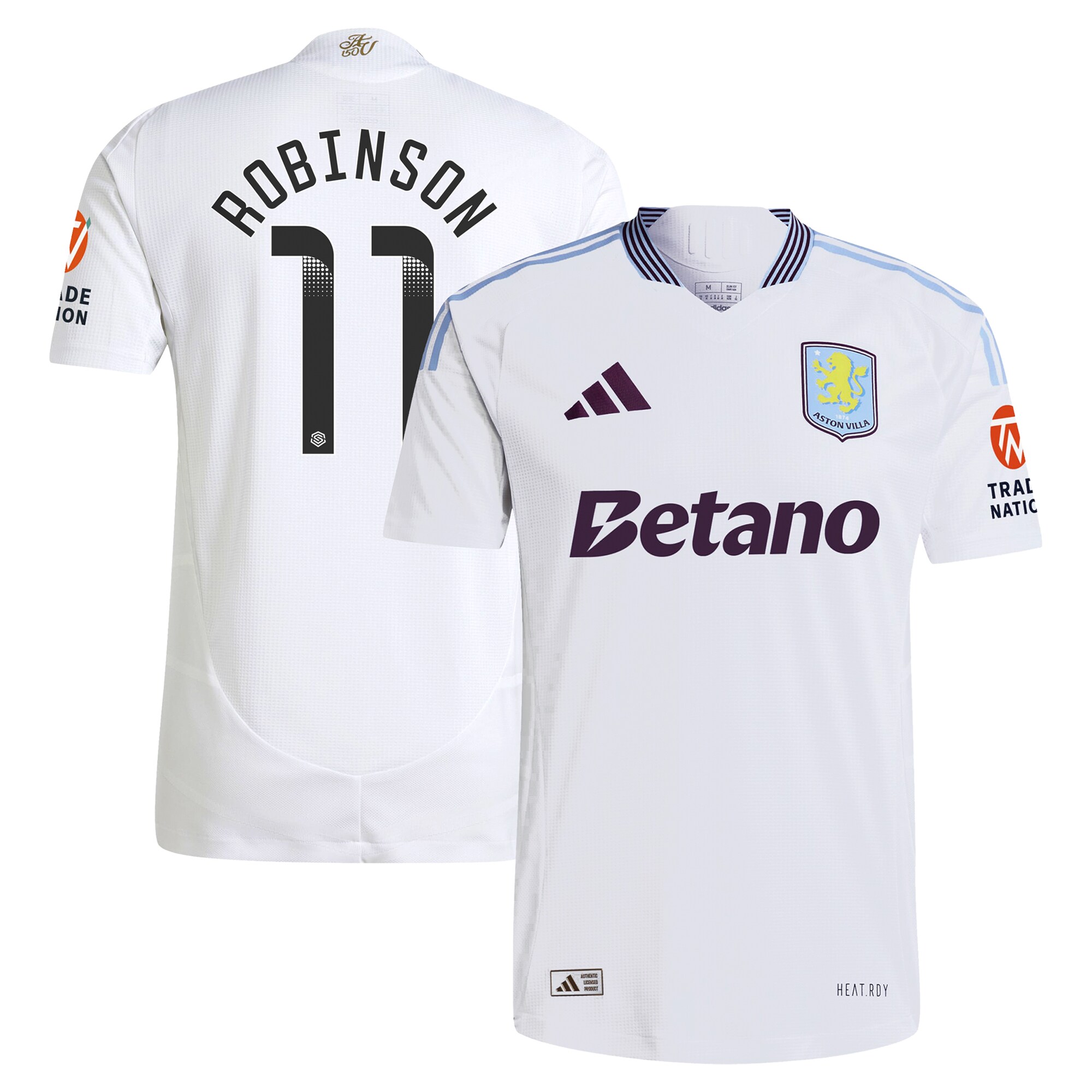 Aston Villa Shirts - aston villa adidas wsl away authentic shirt 2024-25 with robinson 11 printing Collection of Official Fan Gear