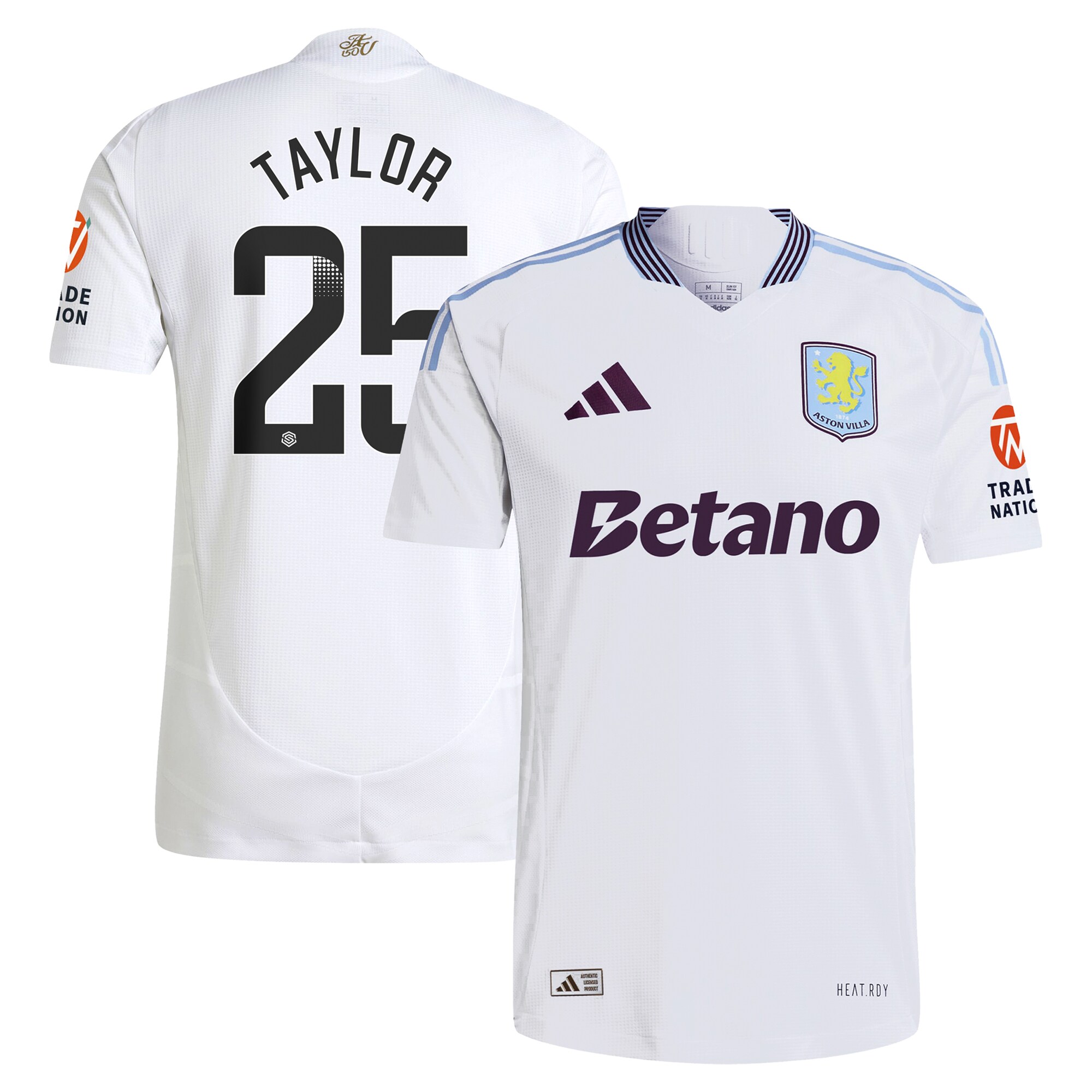 Aston Villa Shirts - aston villa adidas wsl away authentic shirt 2024-25 with taylor 25 printing Collection of Official Fan Gear