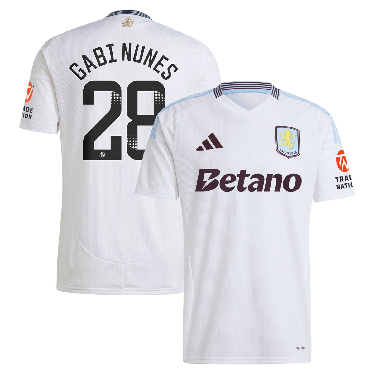 Aston Villa Shirts - aston villa adidas wsl away shirt 2024-25 with gabi nunes 28 printing Collection of Official Fan Gear