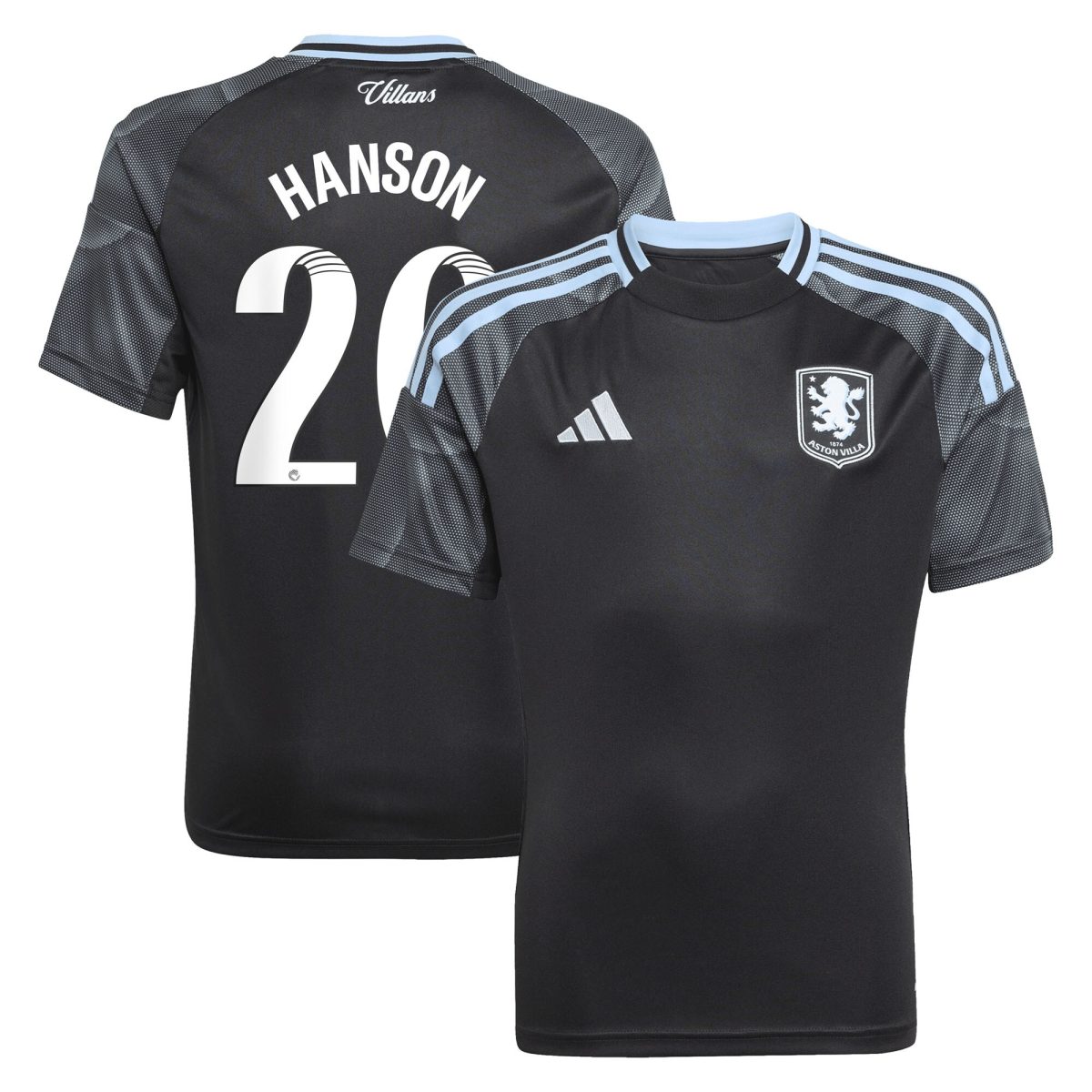 Aston Villa Shirts - aston villa adidas wsl away shirt 2025-26 – kids with hanson 20 printing Collection of Official Fan Gear