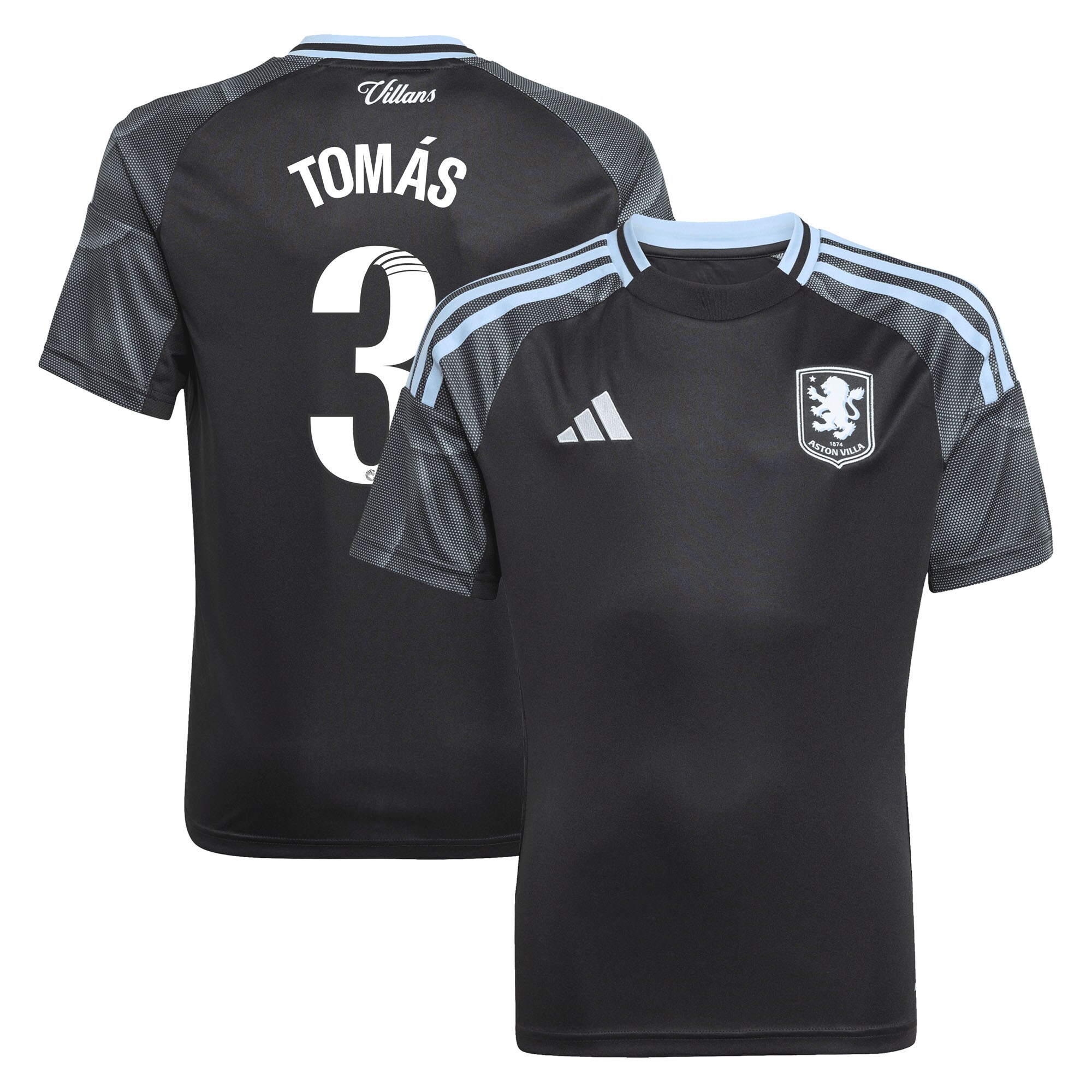Aston Villa Shirts - aston villa adidas wsl away shirt 2025-26 – kids with tomás 3 printing Collection of Official Fan Gear