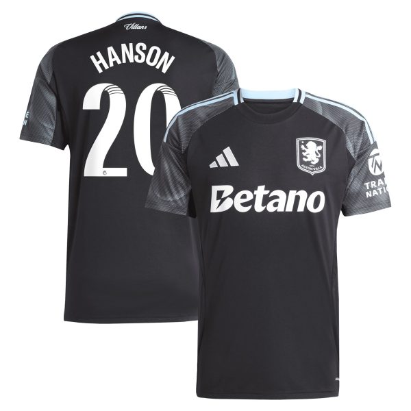 Aston Villa Shirts - aston villa adidas wsl away shirt 2025-26 with hanson 20 printing Collection of Official Fan Gear