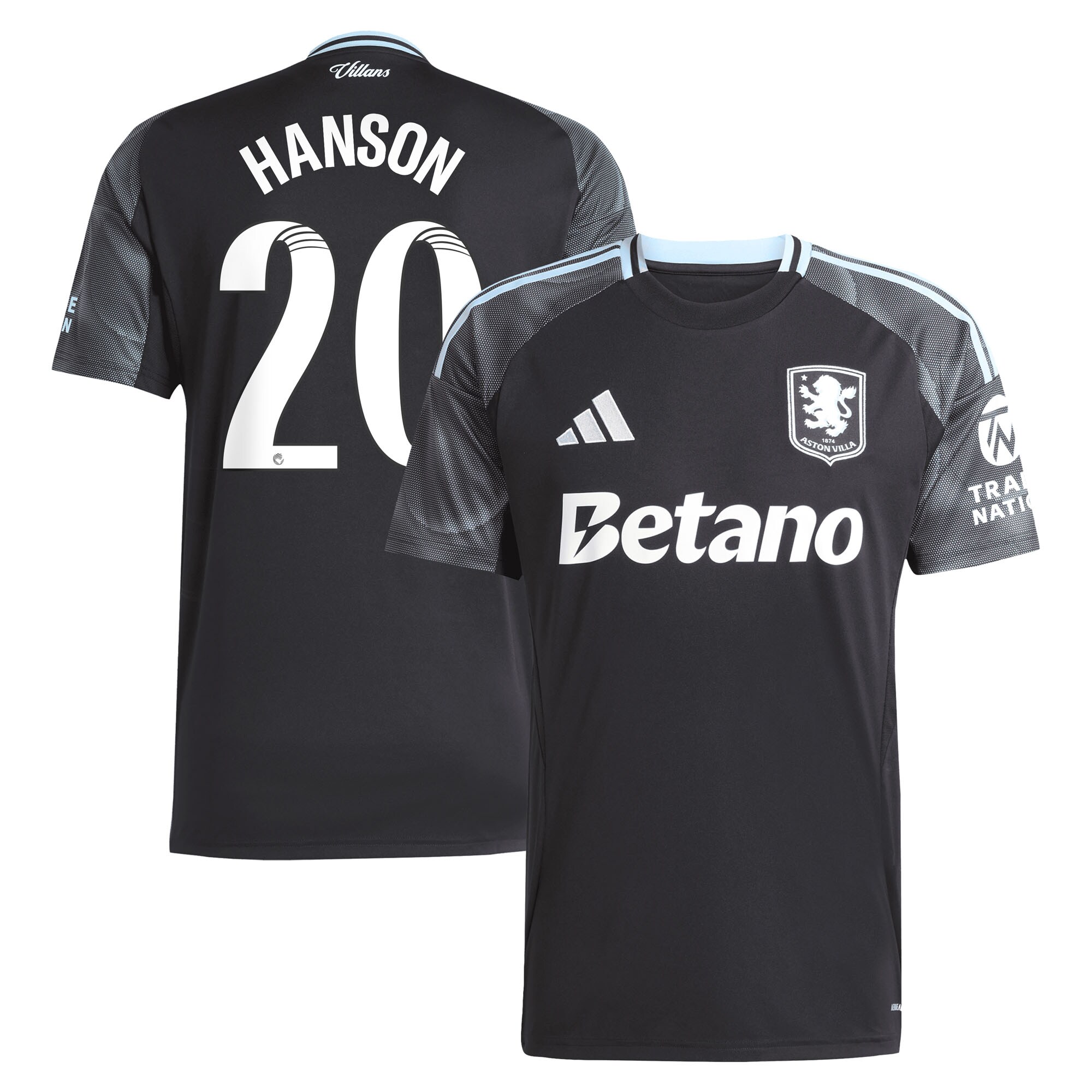 Aston Villa Shirts - aston villa adidas wsl away shirt 2025-26 with hanson 20 printing Collection of Official Fan Gear