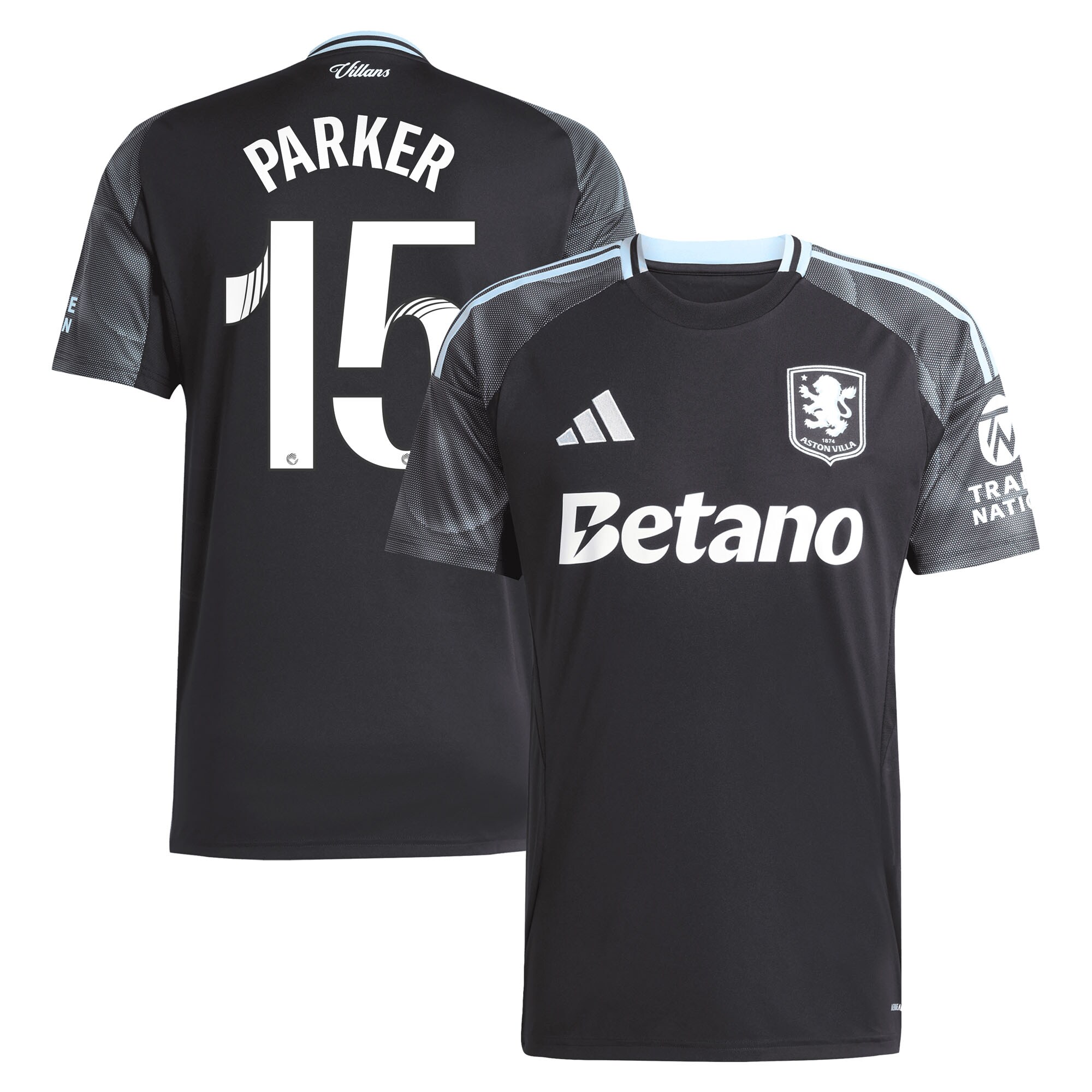 Aston Villa Shirts - aston villa adidas wsl away shirt 2025-26 with parker 15 printing Collection of Official Fan Gear