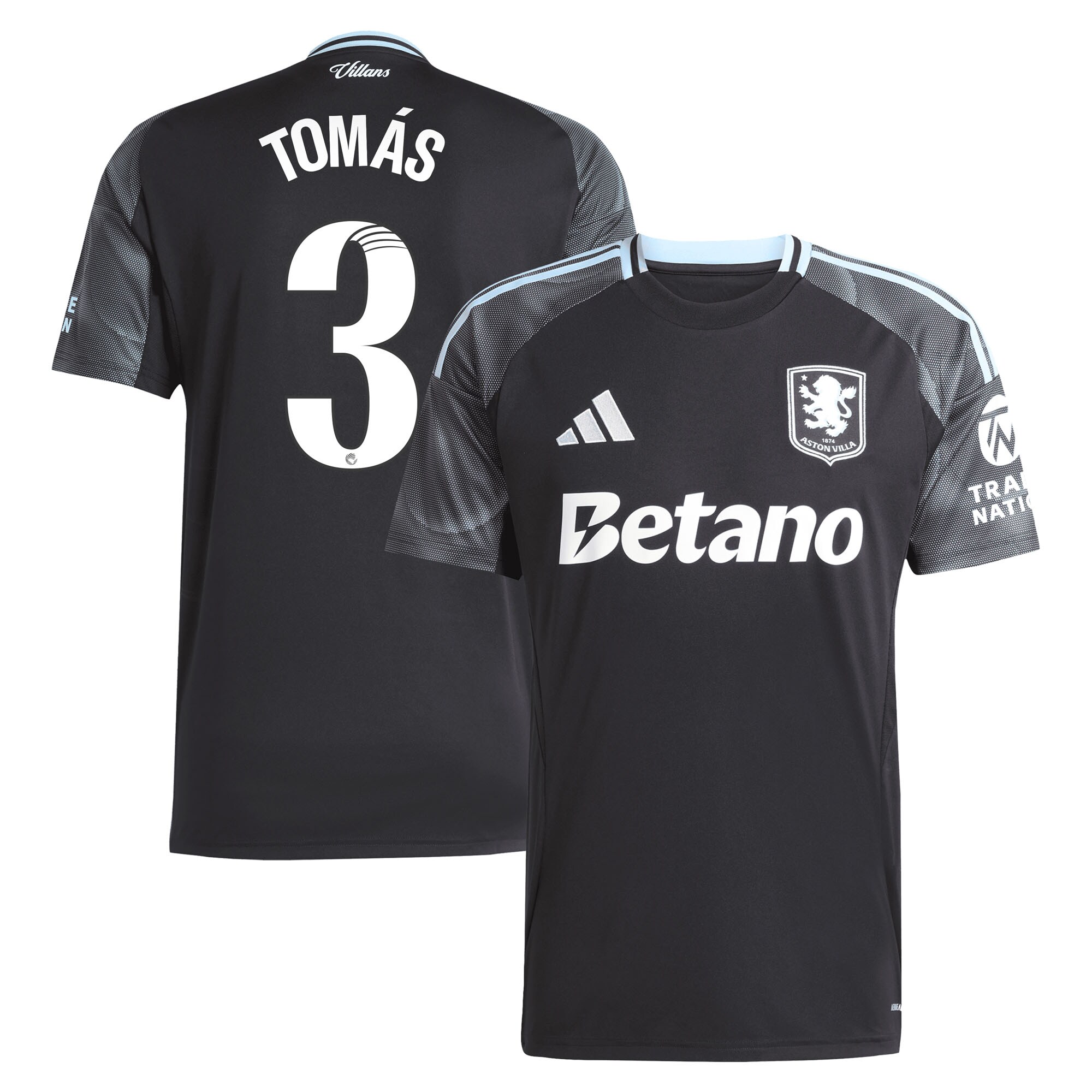 Aston Villa Shirts - aston villa adidas wsl away shirt 2025-26 with tomás 3 printing Collection of Official Fan Gear