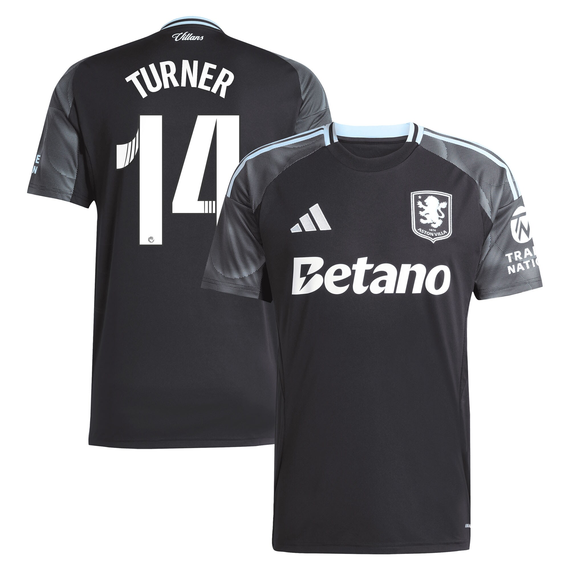 Aston Villa Shirts - aston villa adidas wsl away shirt 2025-26 with turner 14 printing Collection of Official Fan Gear