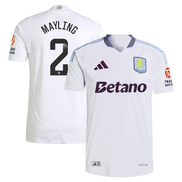 Aston Villa Shirts - aston villa wsl adidas away authentic shirt 2024-25 with mayling 2 printing Collection of Official Fan Gear