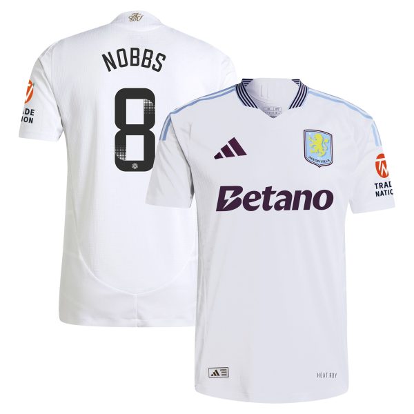 Aston Villa Shirts - aston villa wsl adidas away authentic shirt 2024-25 with nobbs 8 printing Collection of Official Fan Gear