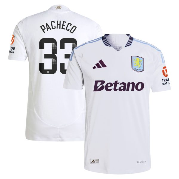 Aston Villa Shirts - aston villa wsl adidas away authentic shirt 2024-25 with pacheco 33 printing Collection of Official Fan Gear