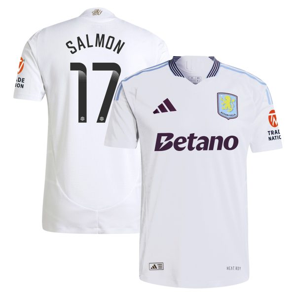Aston Villa Shirts - aston villa wsl adidas away authentic shirt 2024-25 with salmon 17 printing Collection of Official Fan Gear